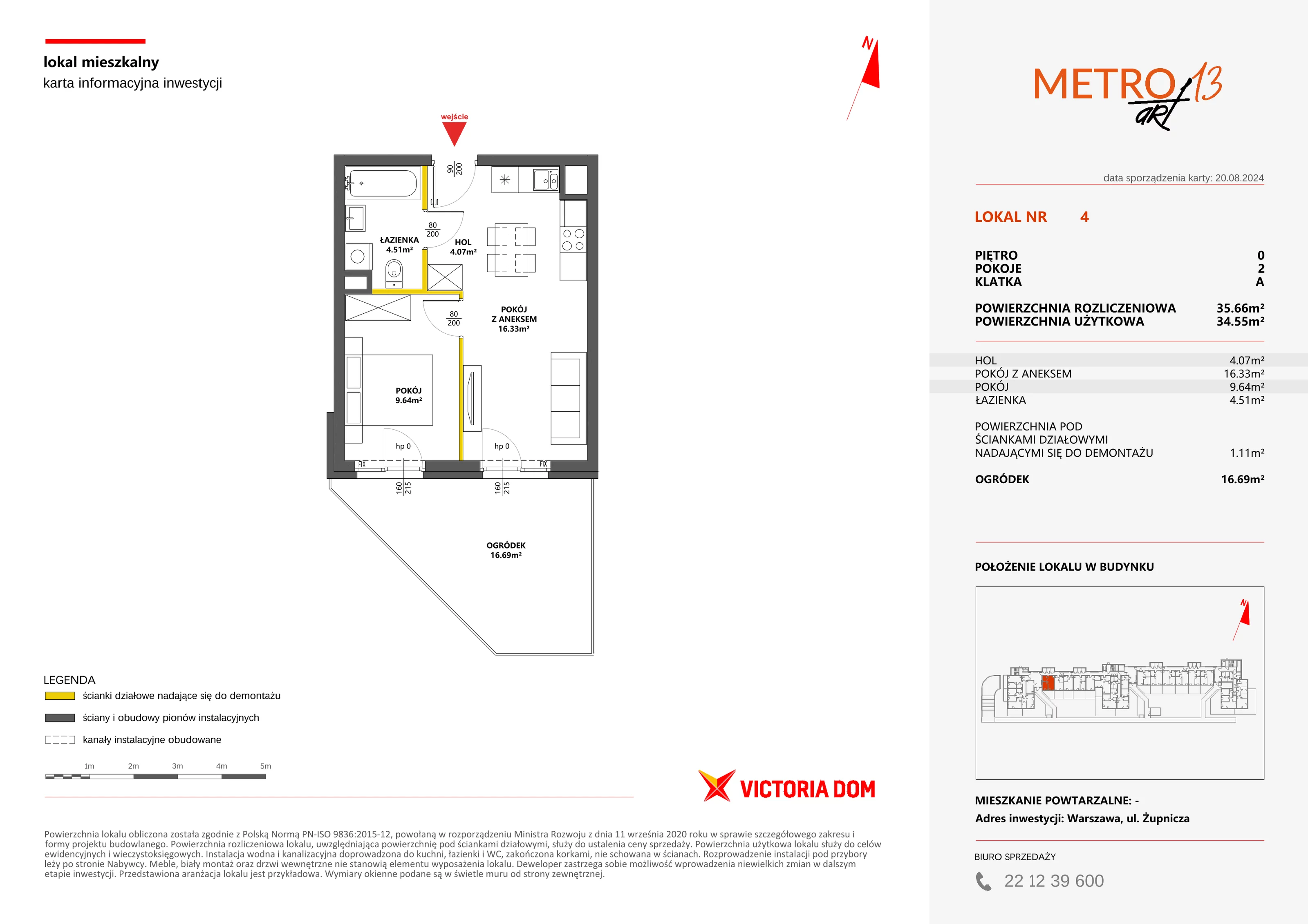 Mieszkanie 35,66 m², parter, oferta nr XIII/4, Metro Art 13, Warszawa, Praga Południe, Kamionek, ul. Żupnicza