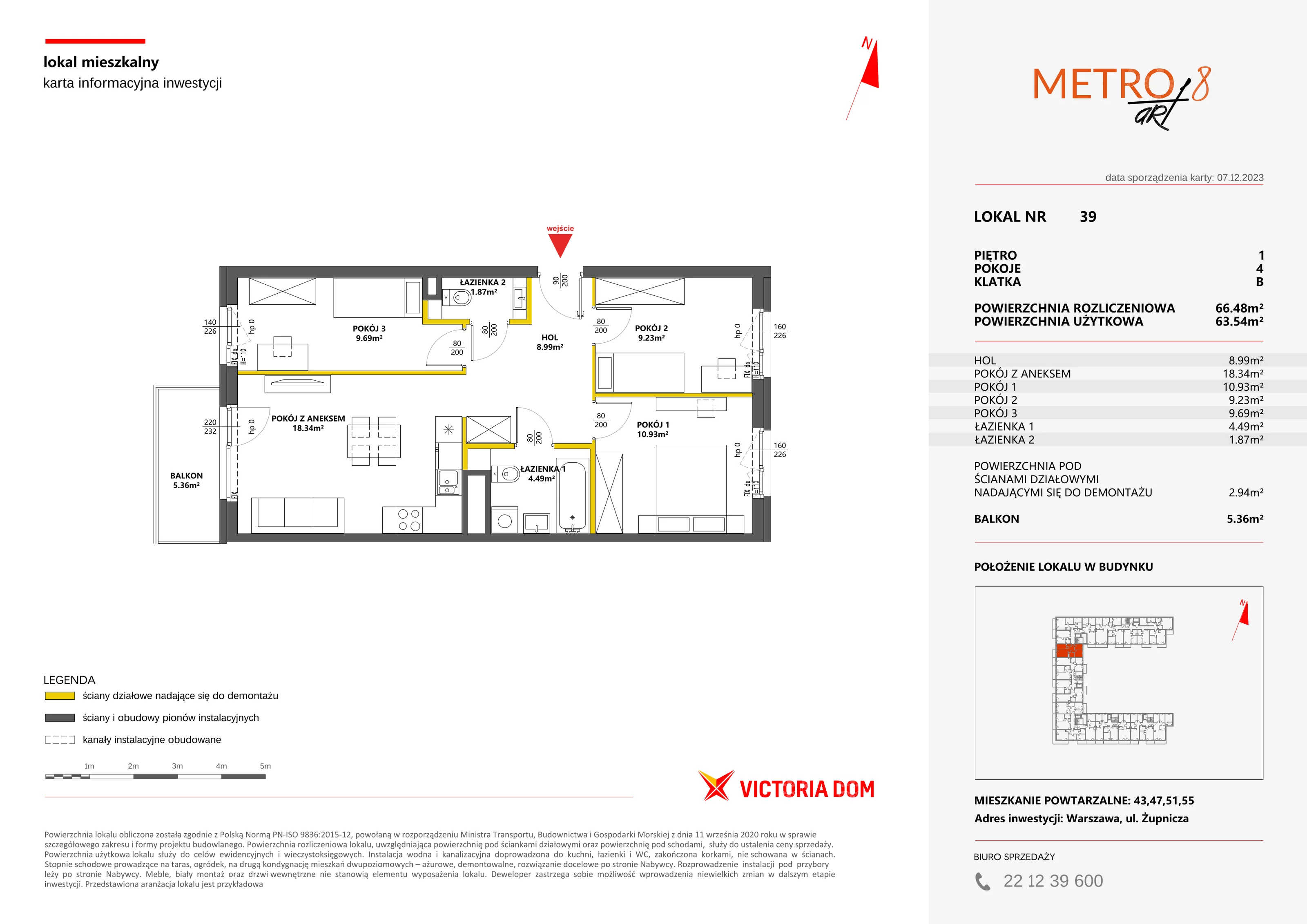 Mieszkanie 66,48 m², piętro 1, oferta nr VIII/39, Metro Art 8, Warszawa, Praga Południe, Kamionek, ul. Żupnicza-idx