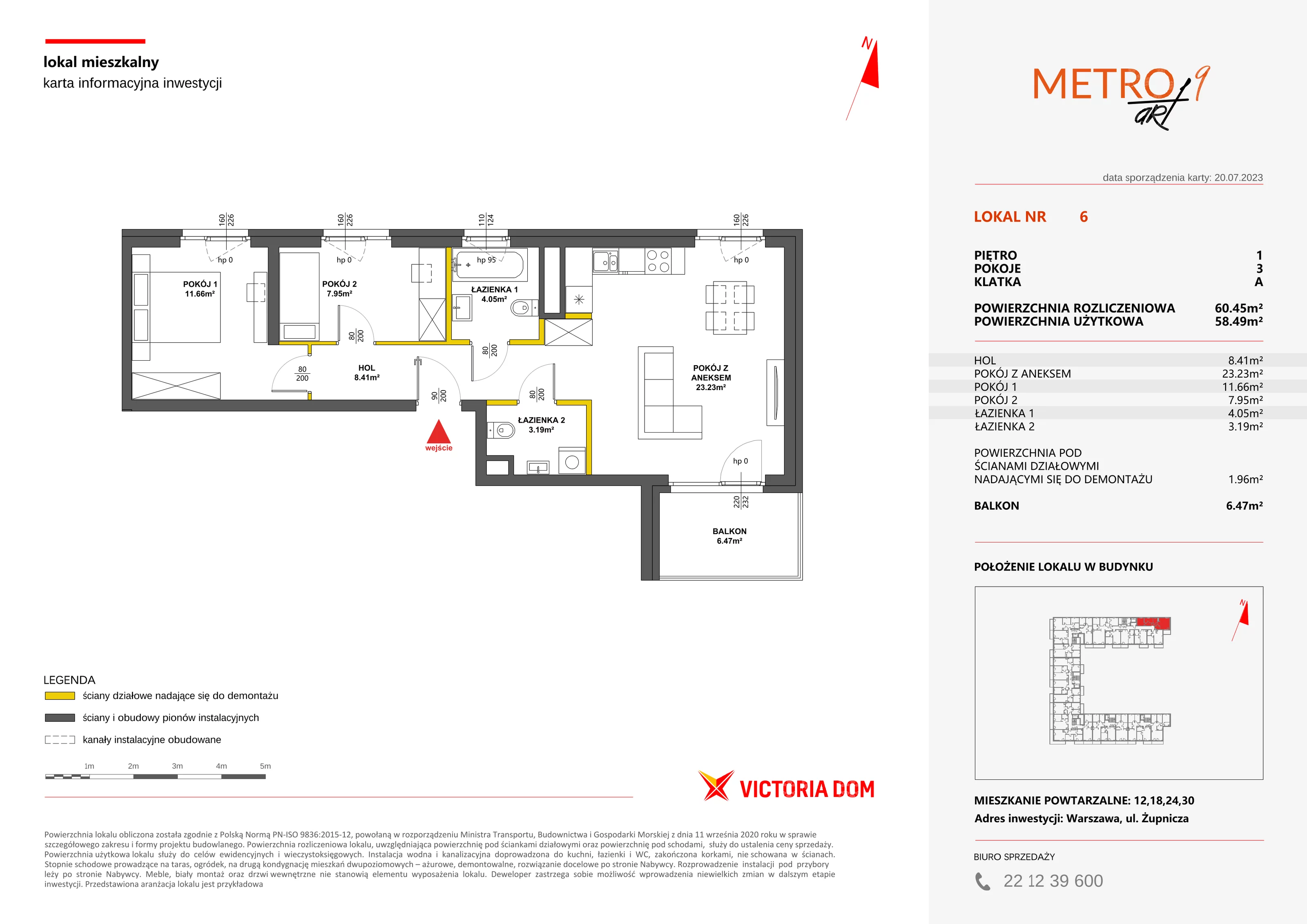 Mieszkanie 60,45 m², piętro 1, oferta nr IX/6, Metro Art, Warszawa, Praga Południe, Kamionek, ul. Żupnicza