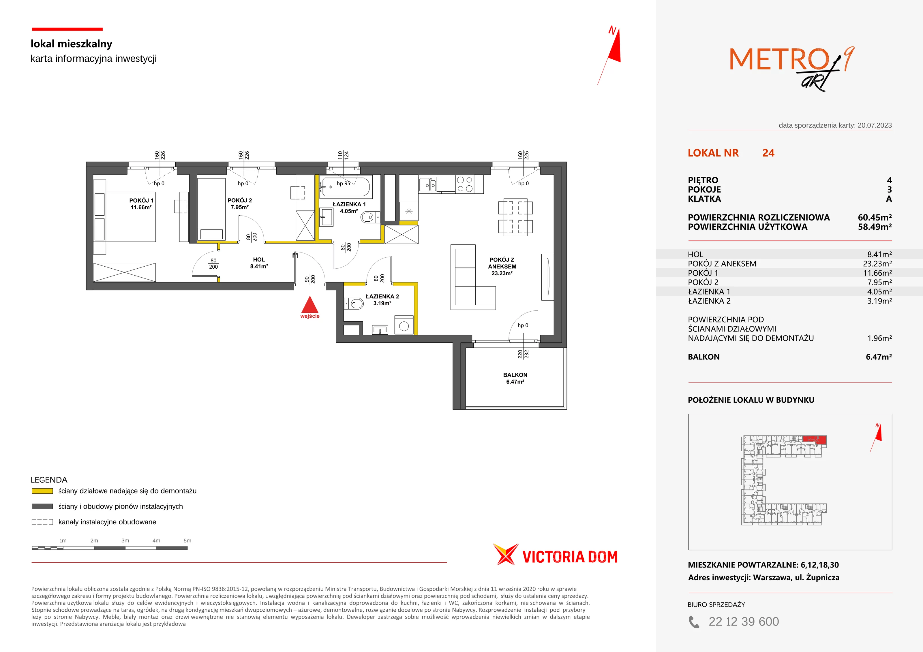 Mieszkanie 60,45 m², piętro 4, oferta nr IX/24, Metro Art, Warszawa, Praga Południe, Kamionek, ul. Żupnicza