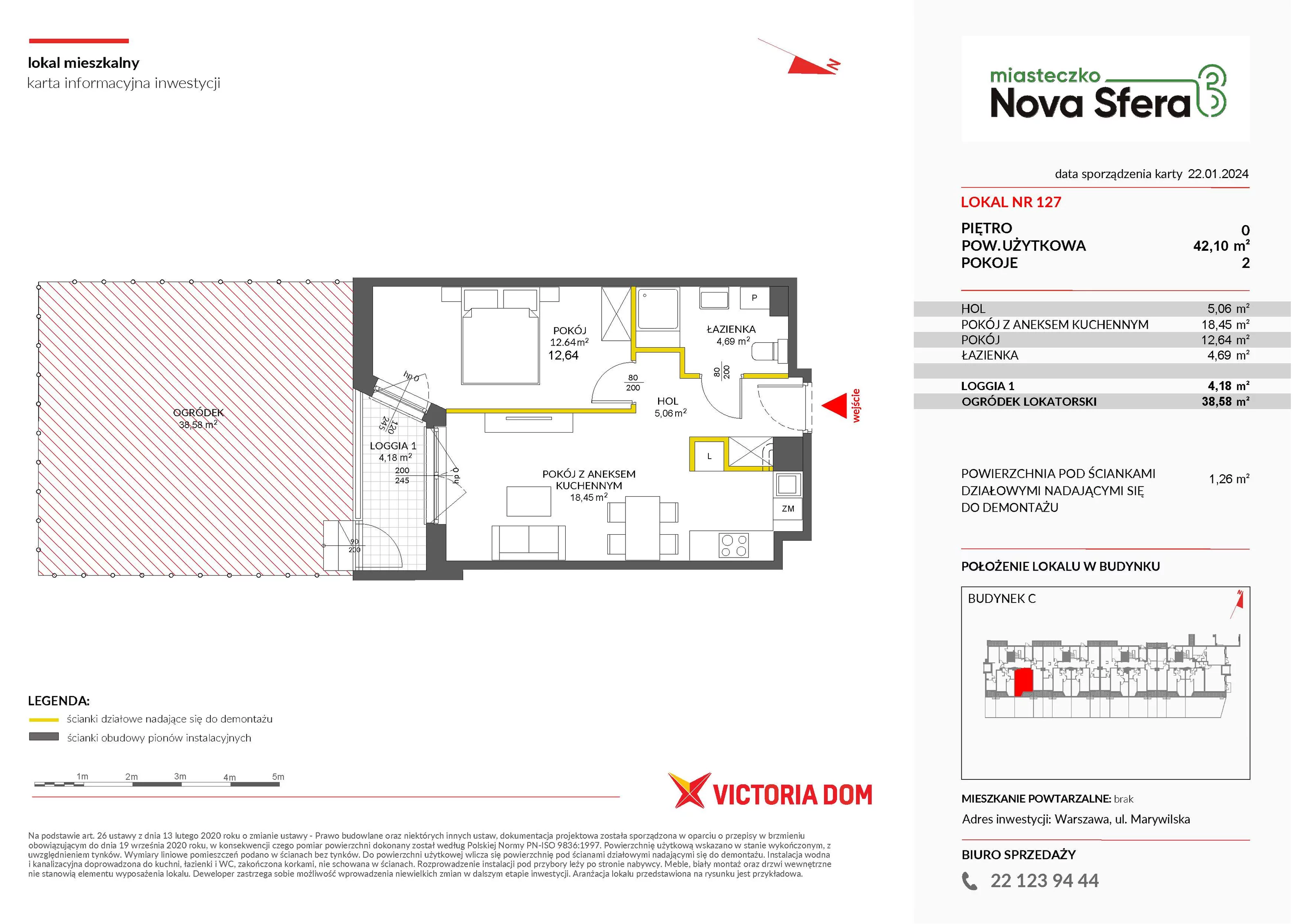 Mieszkanie 42,10 m², parter, oferta nr III/C127, Miasteczko Nova Sfera, Warszawa, Białołęka, Żerań, ul. Marywilska