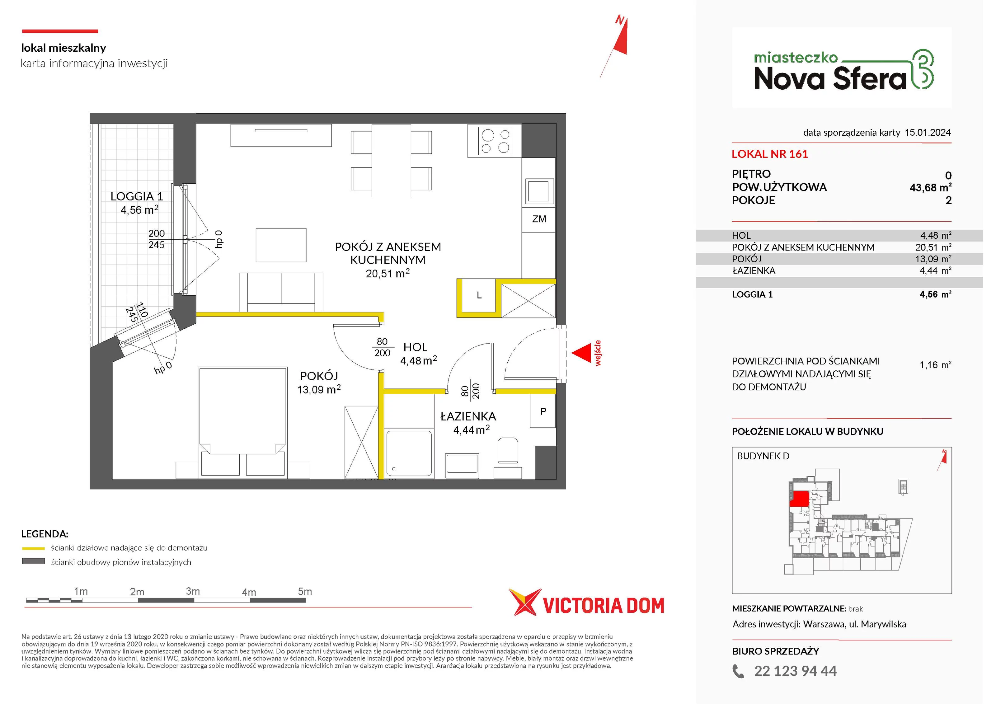 Mieszkanie 43,68 m², parter, oferta nr III/D161, Miasteczko Nova Sfera, Warszawa, Białołęka, Żerań, ul. Marywilska