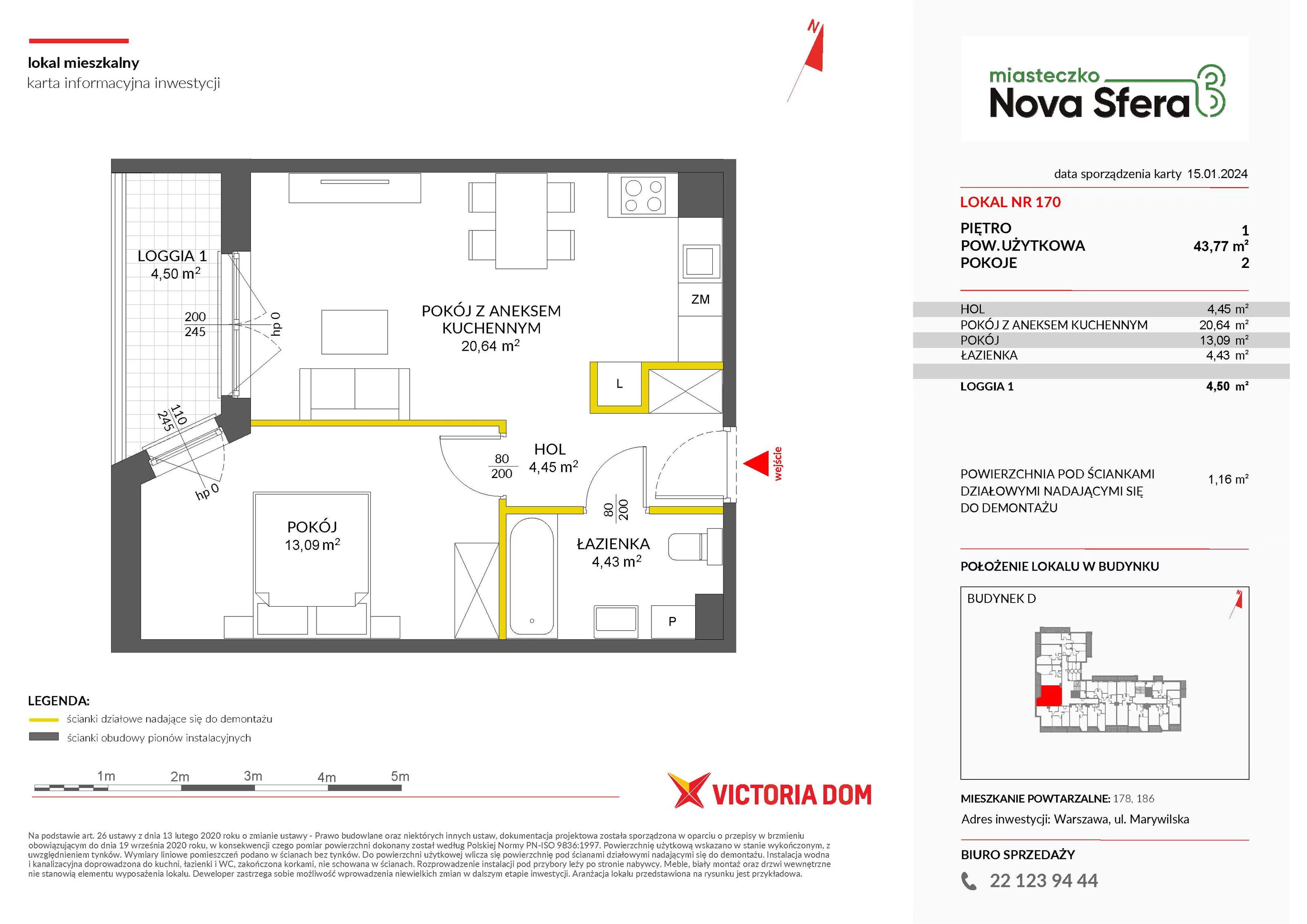 Mieszkanie 43,77 m², piętro 1, oferta nr III/D170, Miasteczko Nova Sfera, Warszawa, Białołęka, Żerań, ul. Marywilska