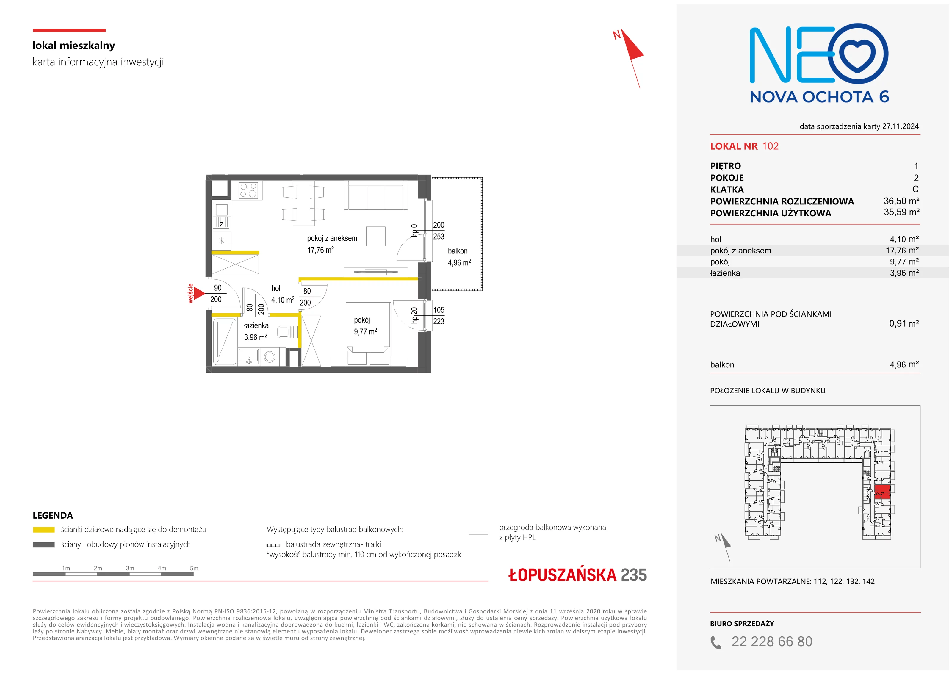 Mieszkanie 36,50 m², piętro 1, oferta nr VI/102, Neo Nova Ochota 6, Warszawa, Włochy, Raków, ul. Łopuszańska / Opackiego