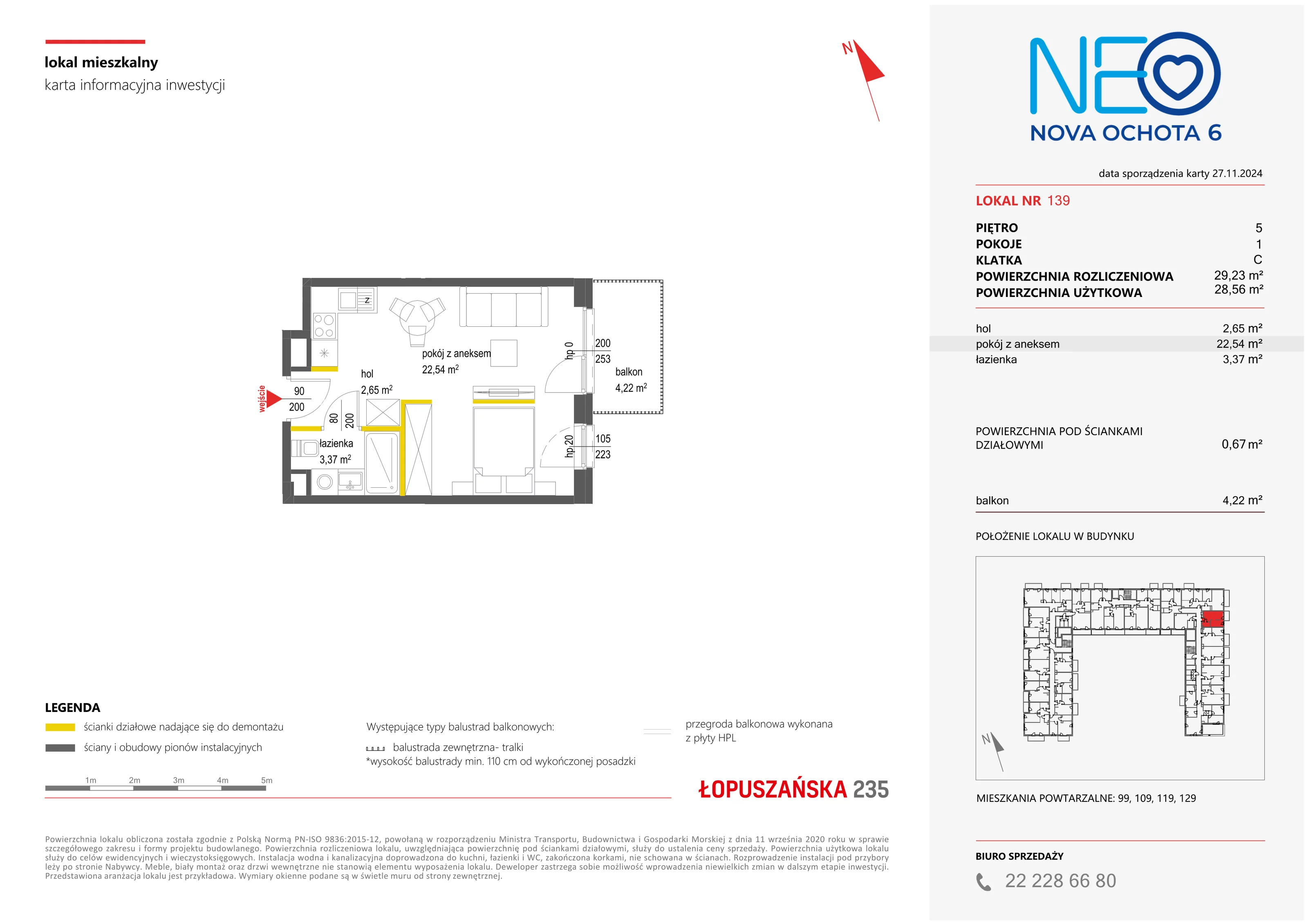 Mieszkanie 29,23 m², piętro 5, oferta nr VI/139, Neo Nova Ochota 6, Warszawa, Włochy, Raków, ul. Łopuszańska / Opackiego