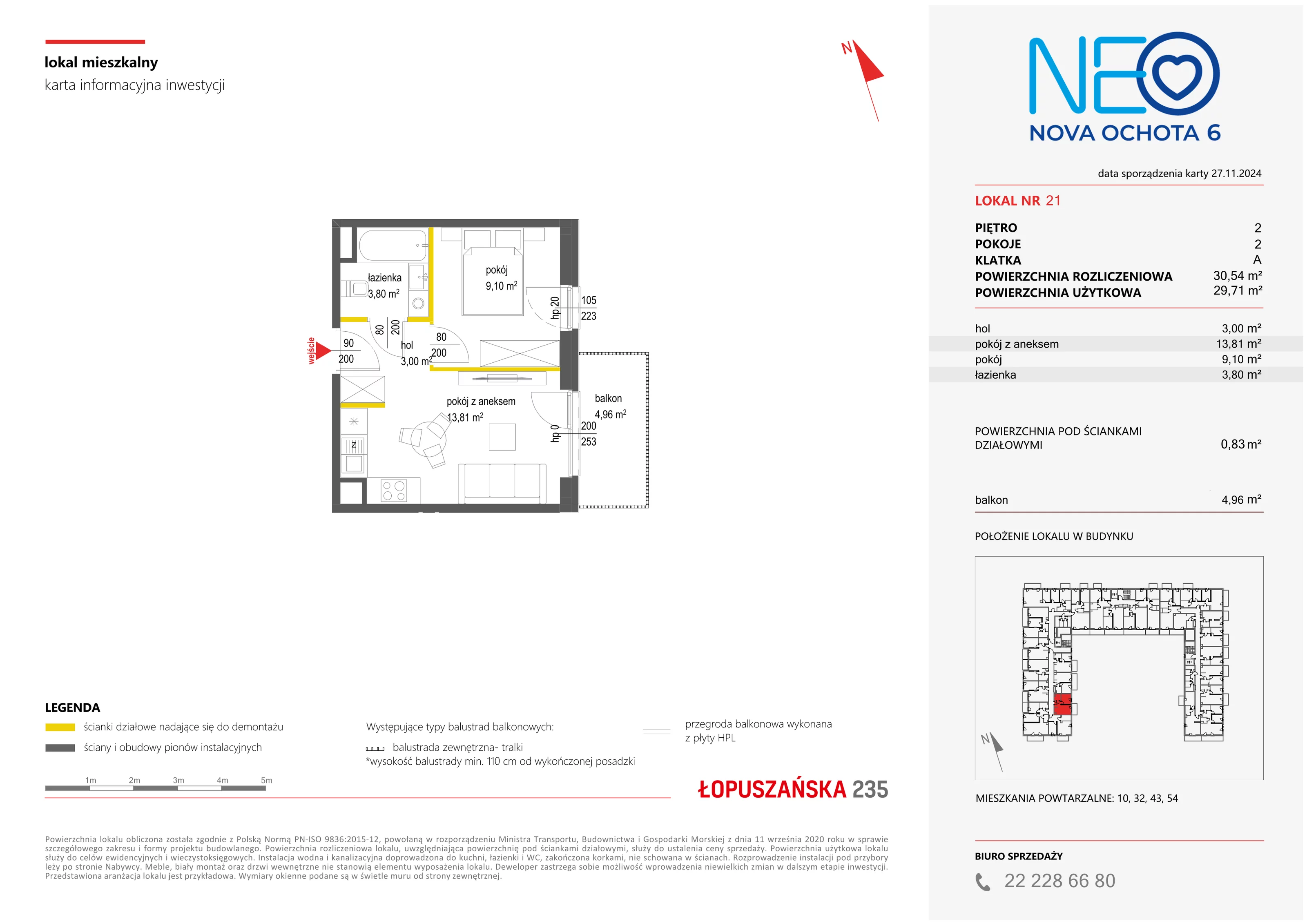 Mieszkanie 30,54 m², piętro 2, oferta nr VI/21, Neo Nova Ochota 6, Warszawa, Włochy, Raków, ul. Łopuszańska / Opackiego