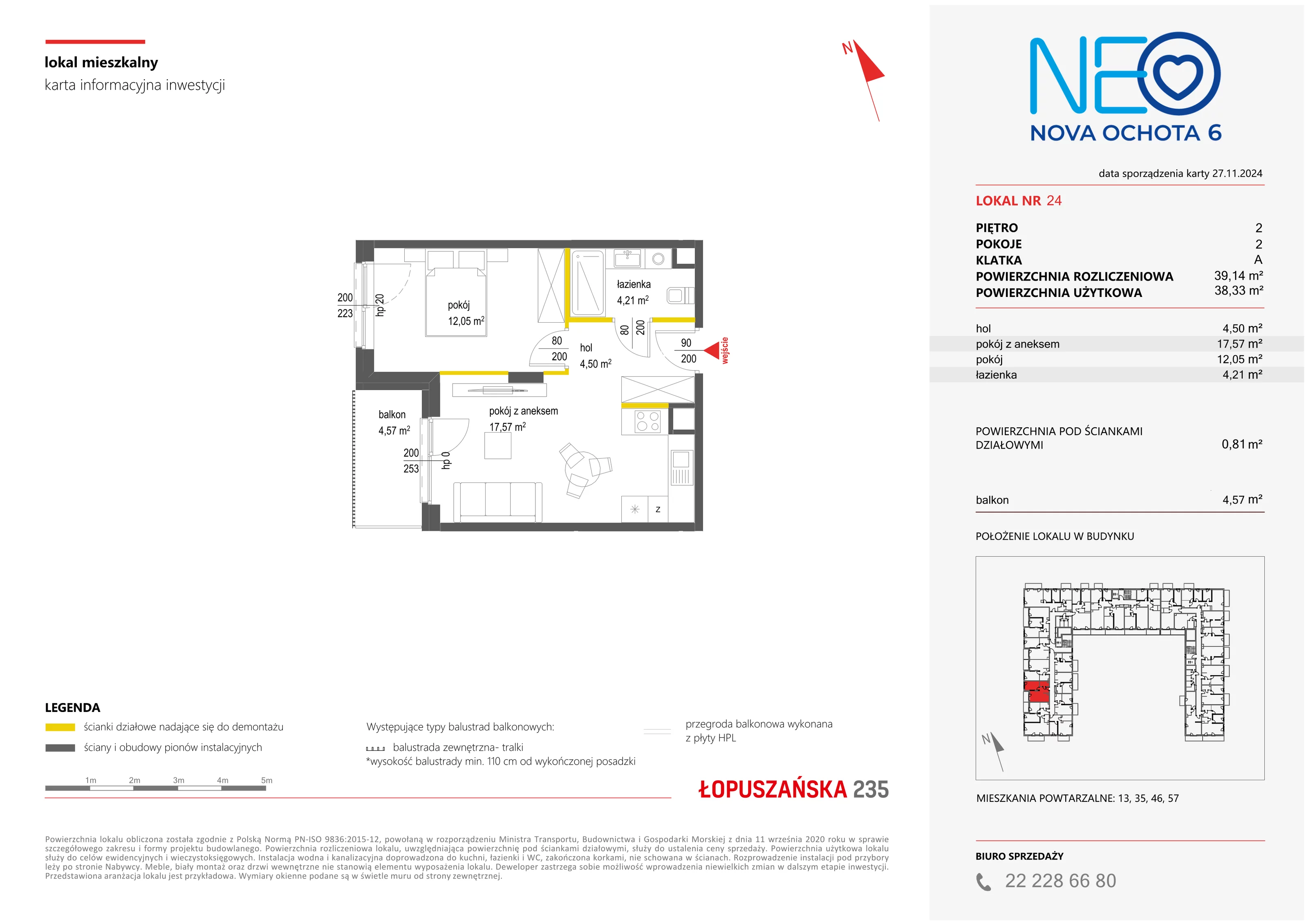 Mieszkanie 39,14 m², piętro 2, oferta nr VI/24, Neo Nova Ochota 6, Warszawa, Włochy, Raków, ul. Łopuszańska / Opackiego