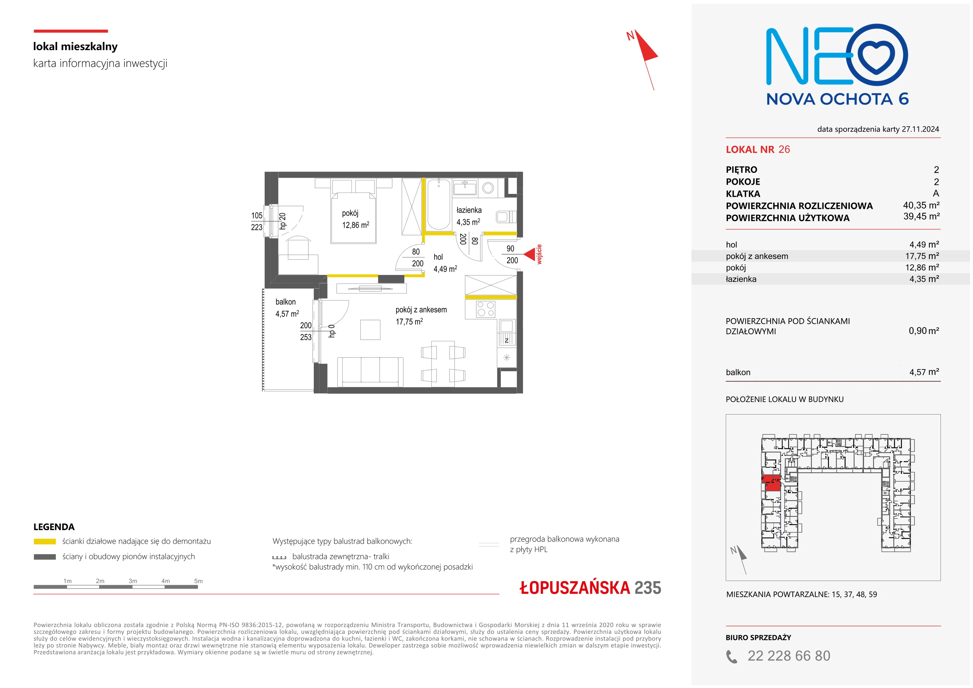 Mieszkanie 40,35 m², piętro 2, oferta nr VI/26, Neo Nova Ochota 6, Warszawa, Włochy, Raków, ul. Łopuszańska / Opackiego