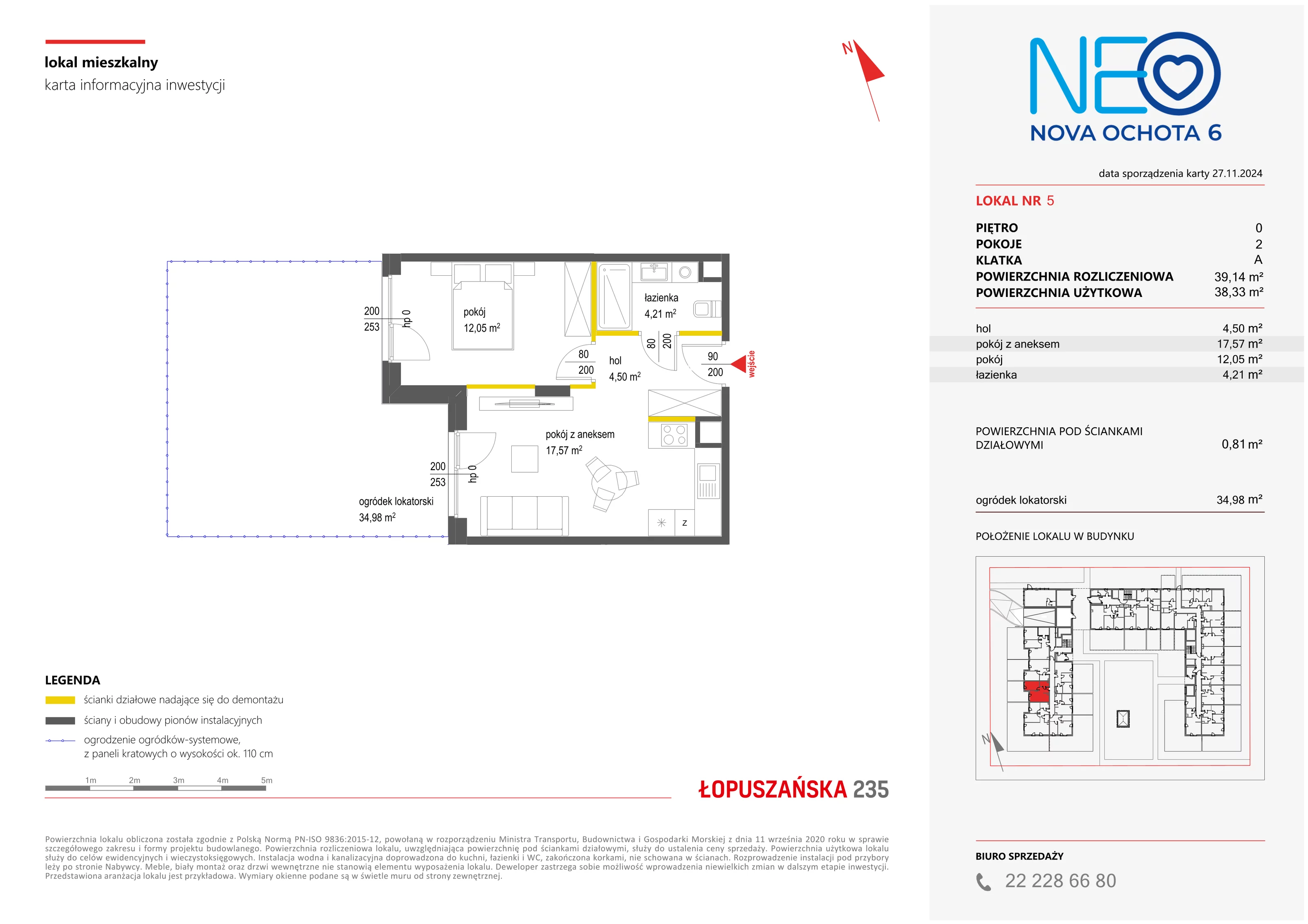 Mieszkanie 39,14 m², parter, oferta nr VI/5, Neo Nova Ochota 6, Warszawa, Włochy, Raków, ul. Łopuszańska / Opackiego