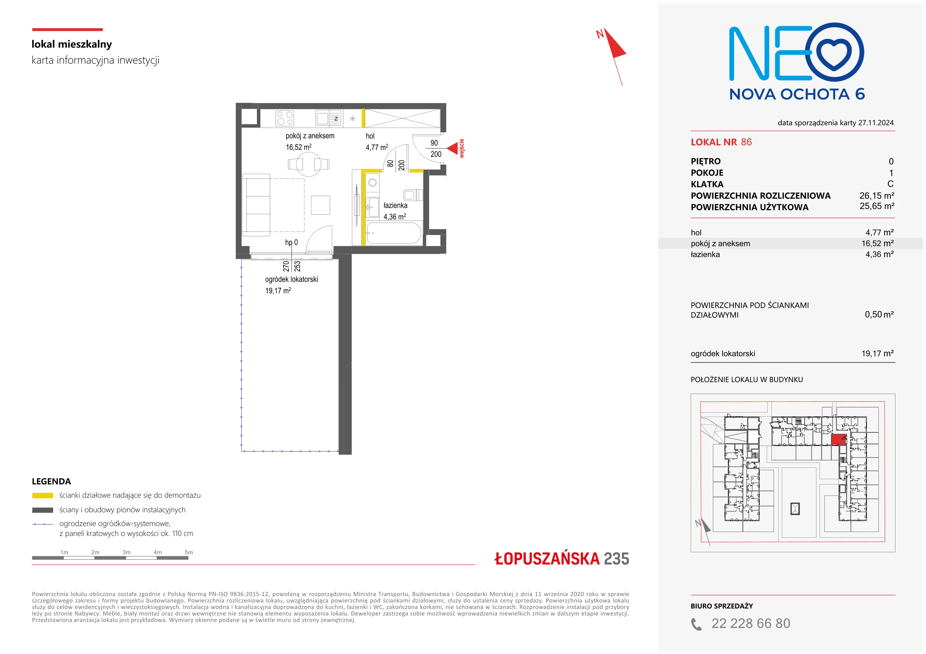 Mieszkanie 26,15 m², parter, oferta nr VI/86, Neo Nova Ochota 6, Warszawa, Włochy, Raków, ul. Łopuszańska / Opackiego