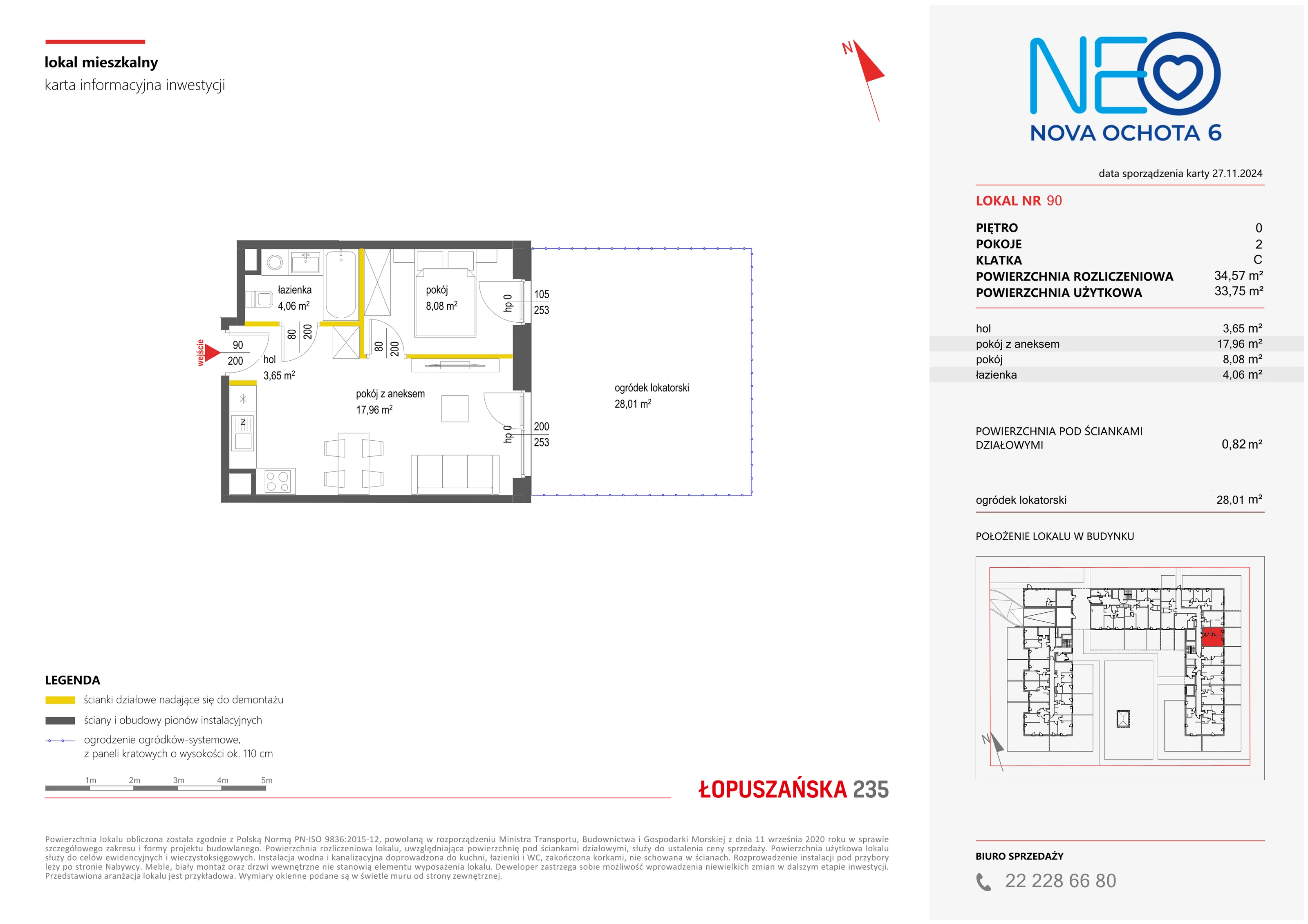 Mieszkanie 34,57 m², parter, oferta nr VI/90, Neo Nova Ochota 6, Warszawa, Włochy, Raków, ul. Łopuszańska / Opackiego