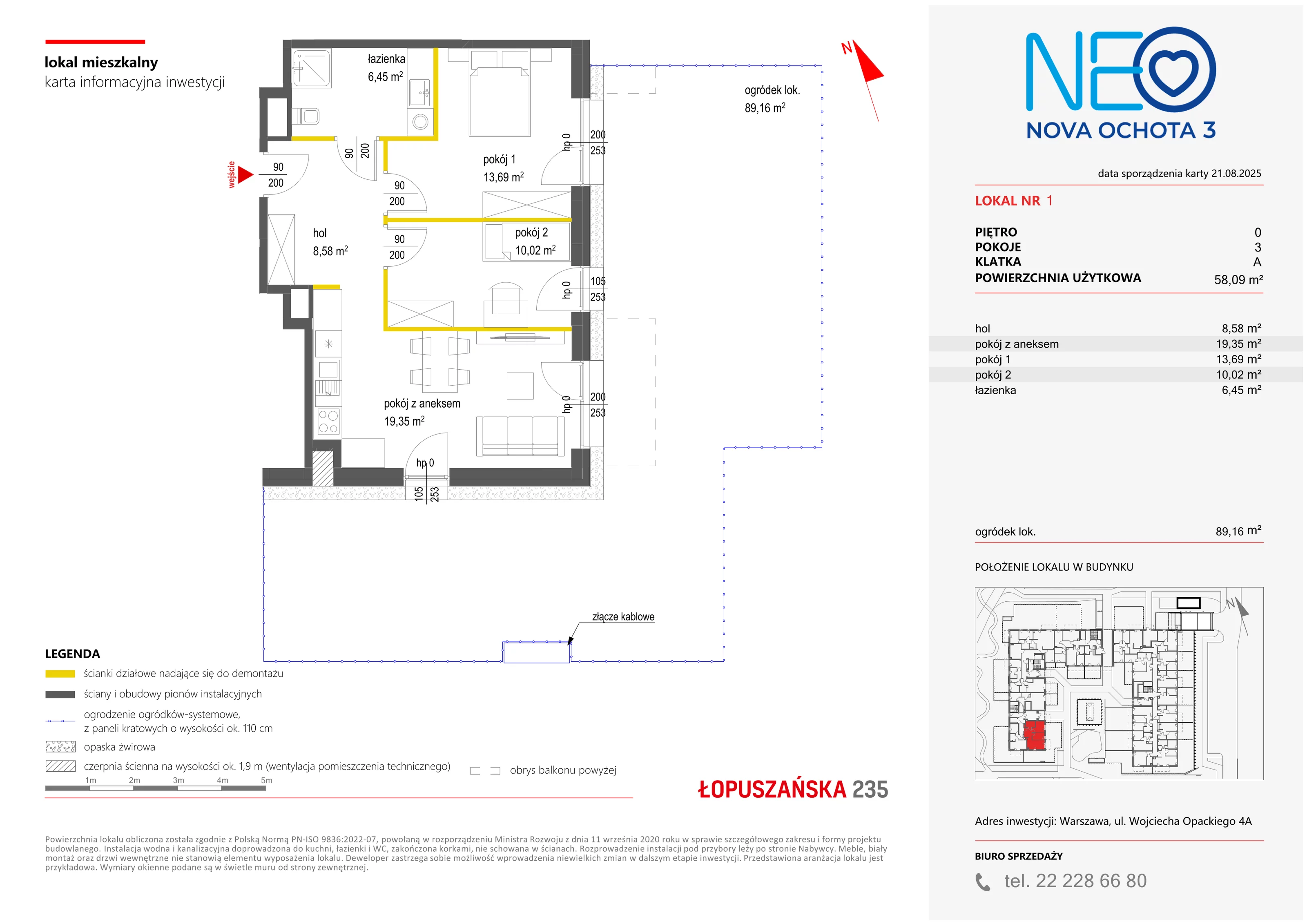 3 pokoje, mieszkanie 58,09 m², parter, oferta nr III/1, Neo Nova Ochota 3, Warszawa, Włochy, Raków, ul. Wojciecha Opackiego 4A