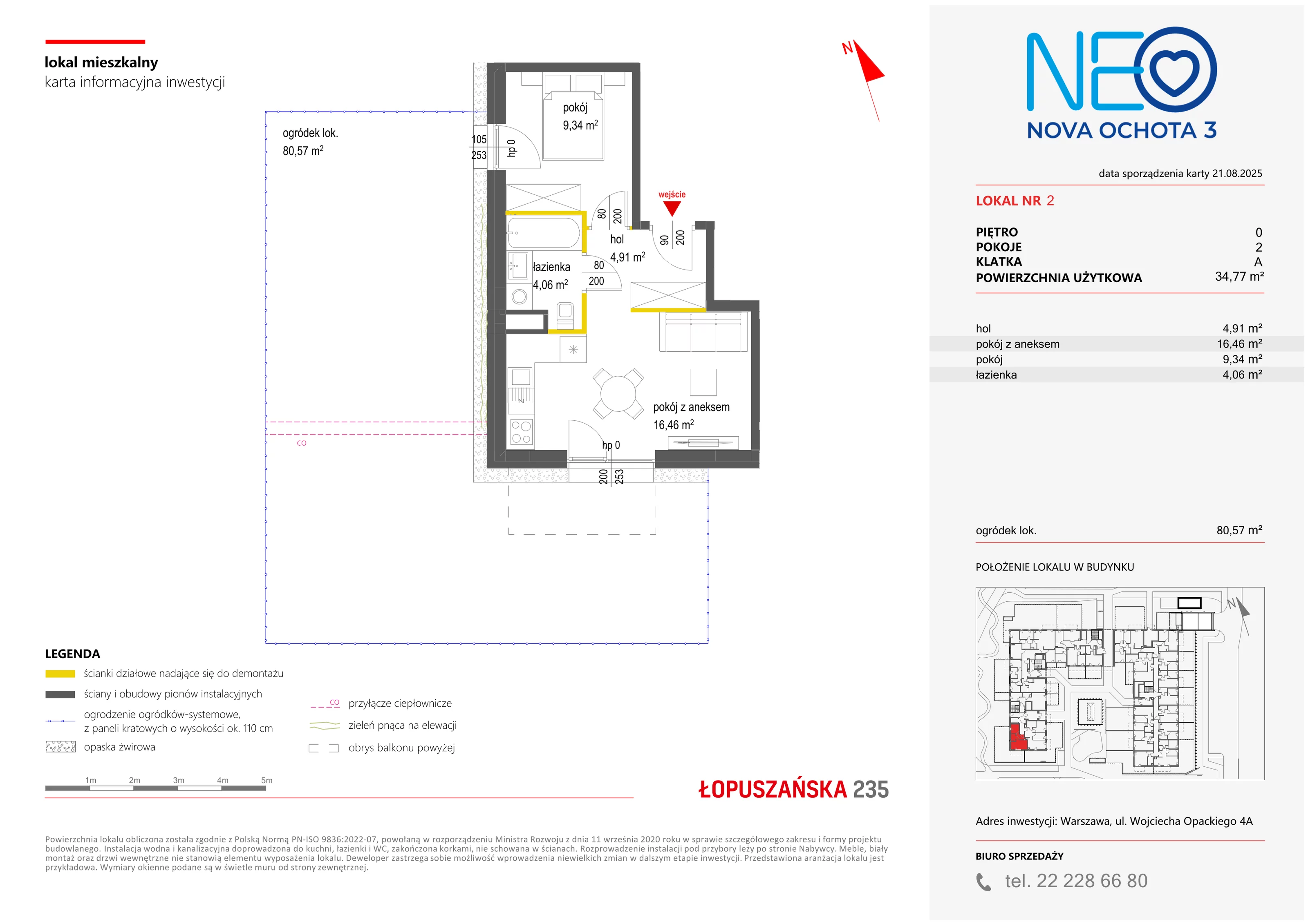 2 pokoje, mieszkanie 34,77 m², parter, oferta nr III/2, Neo Nova Ochota 3, Warszawa, Włochy, Raków, ul. Wojciecha Opackiego 4A