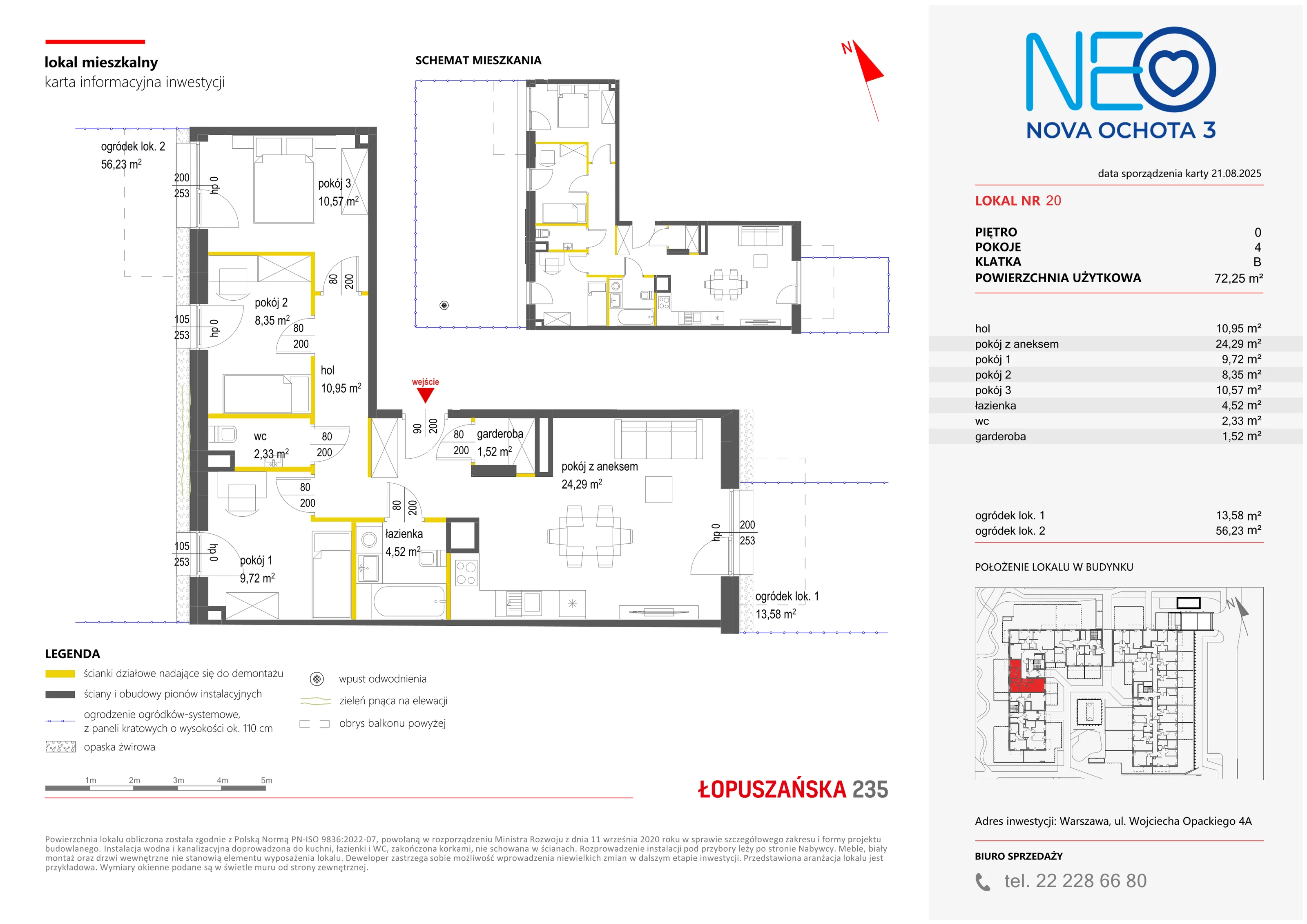 4 pokoje, mieszkanie 72,25 m², parter, oferta nr III/20, Neo Nova Ochota 3, Warszawa, Włochy, Raków, ul. Wojciecha Opackiego 4A
