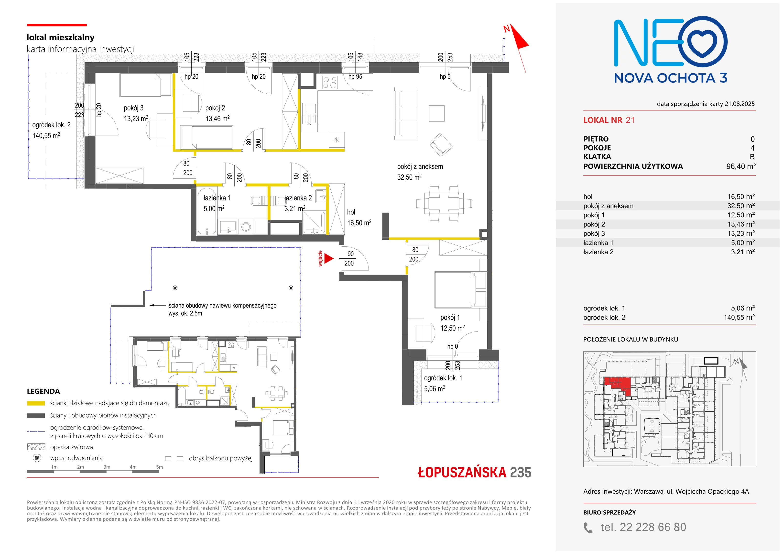 4 pokoje, mieszkanie 96,40 m², parter, oferta nr III/21, Neo Nova Ochota 3, Warszawa, Włochy, Raków, ul. Wojciecha Opackiego 4A