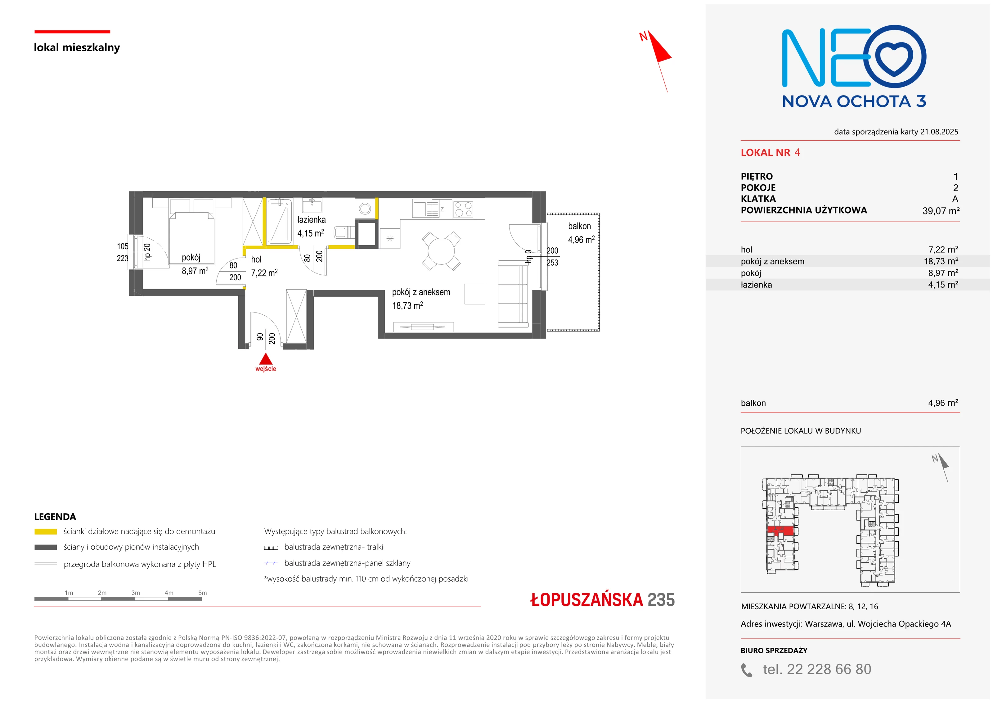 2 pokoje, mieszkanie 39,07 m², piętro 1, oferta nr III/4, Neo Nova Ochota 3, Warszawa, Włochy, Raków, ul. Wojciecha Opackiego 4A