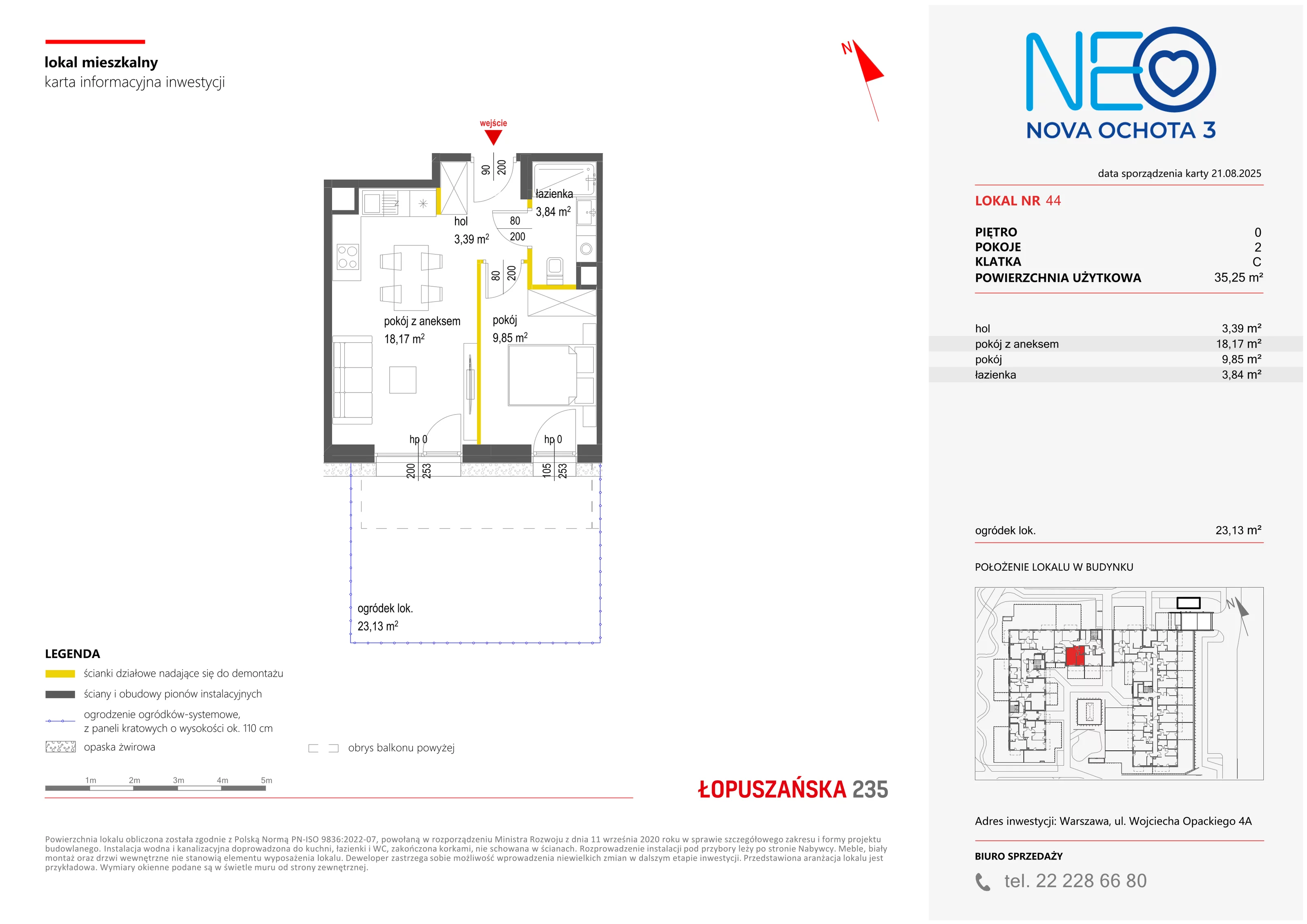 2 pokoje, mieszkanie 35,25 m², parter, oferta nr III/44, Neo Nova Ochota 3, Warszawa, Włochy, Raków, ul. Wojciecha Opackiego 4A