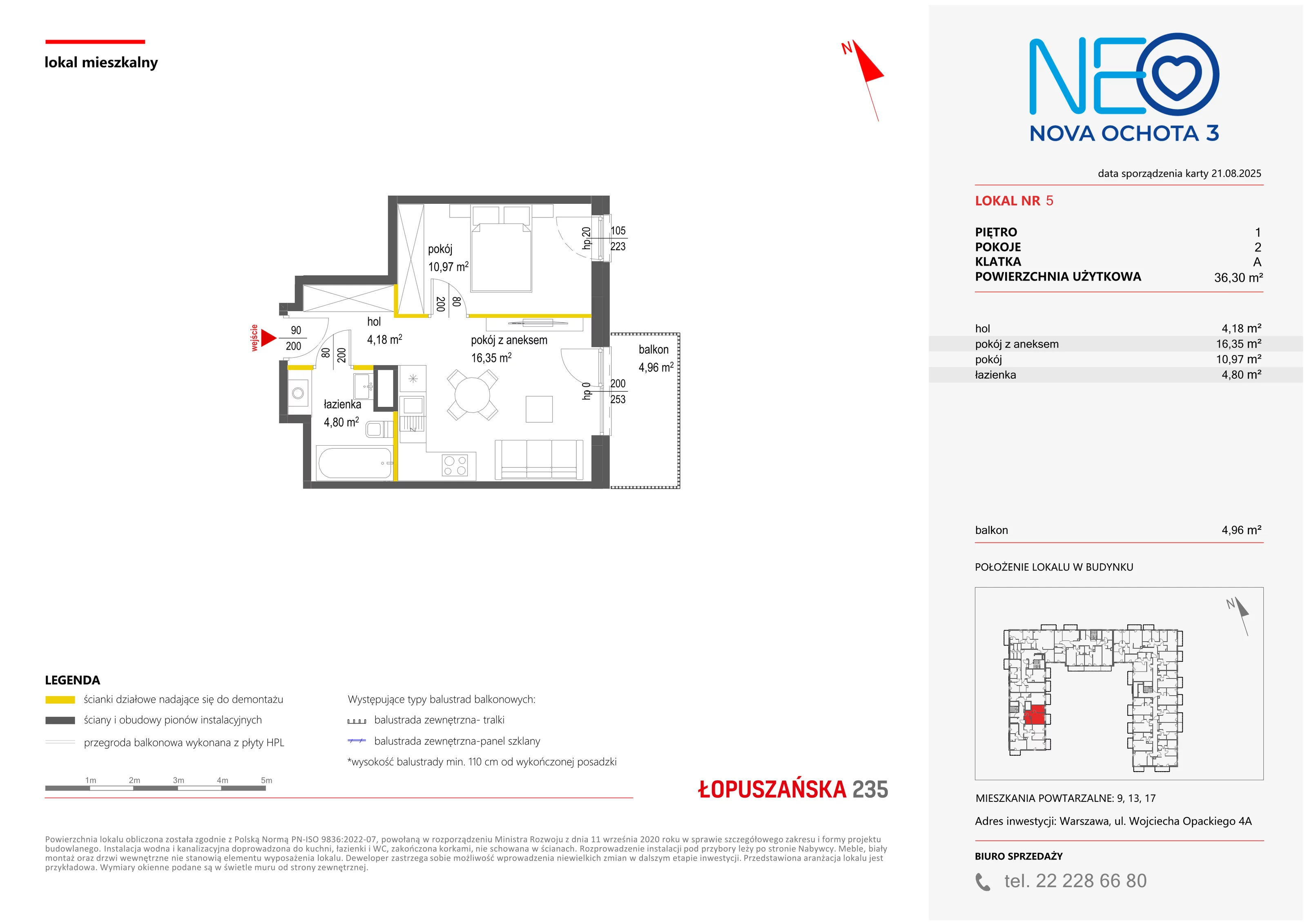 2 pokoje, mieszkanie 36,30 m², piętro 1, oferta nr III/5, Neo Nova Ochota 3, Warszawa, Włochy, Raków, ul. Wojciecha Opackiego 4A