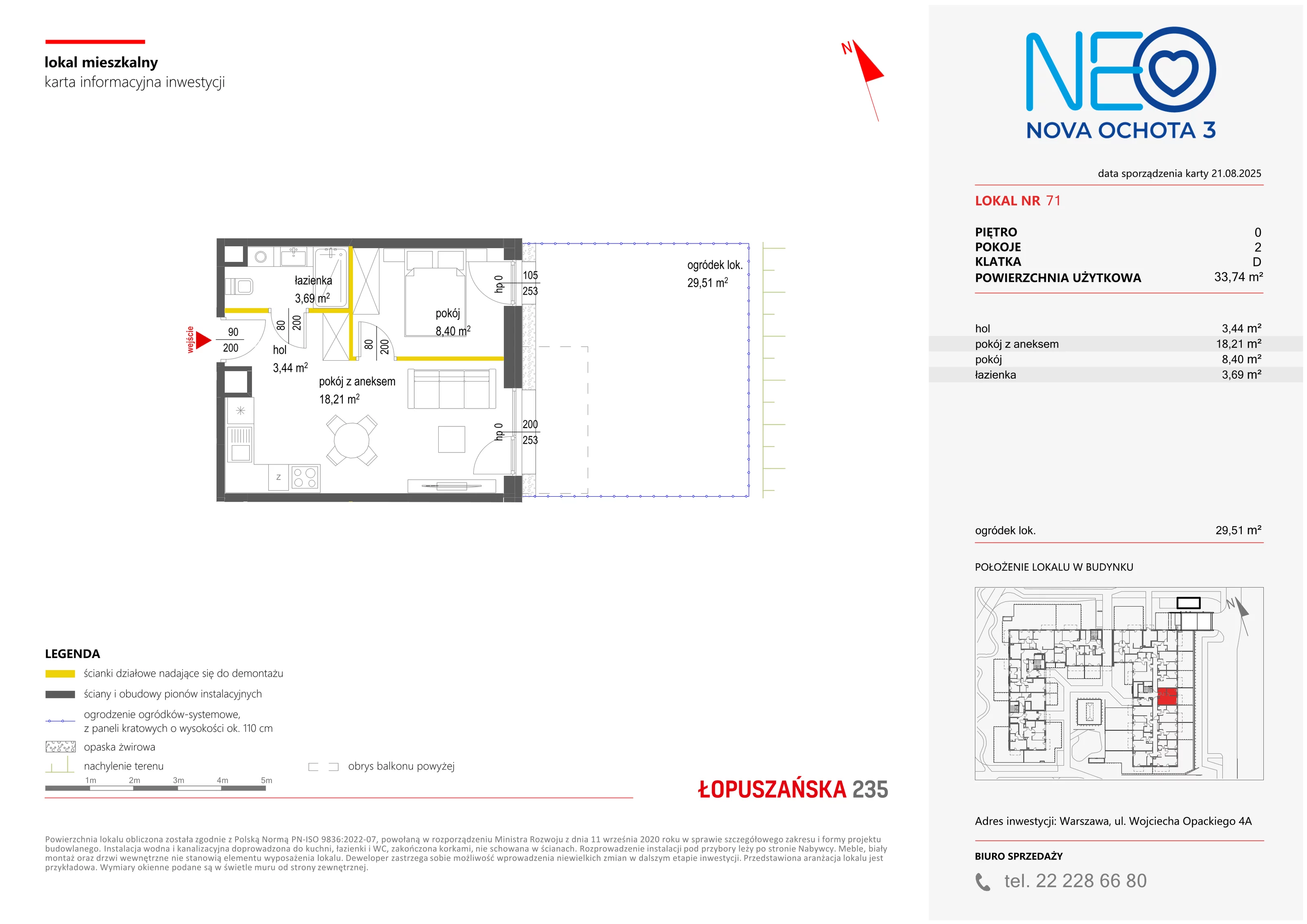 2 pokoje, mieszkanie 33,74 m², parter, oferta nr III/71, Neo Nova Ochota 3, Warszawa, Włochy, Raków, ul. Wojciecha Opackiego 4A