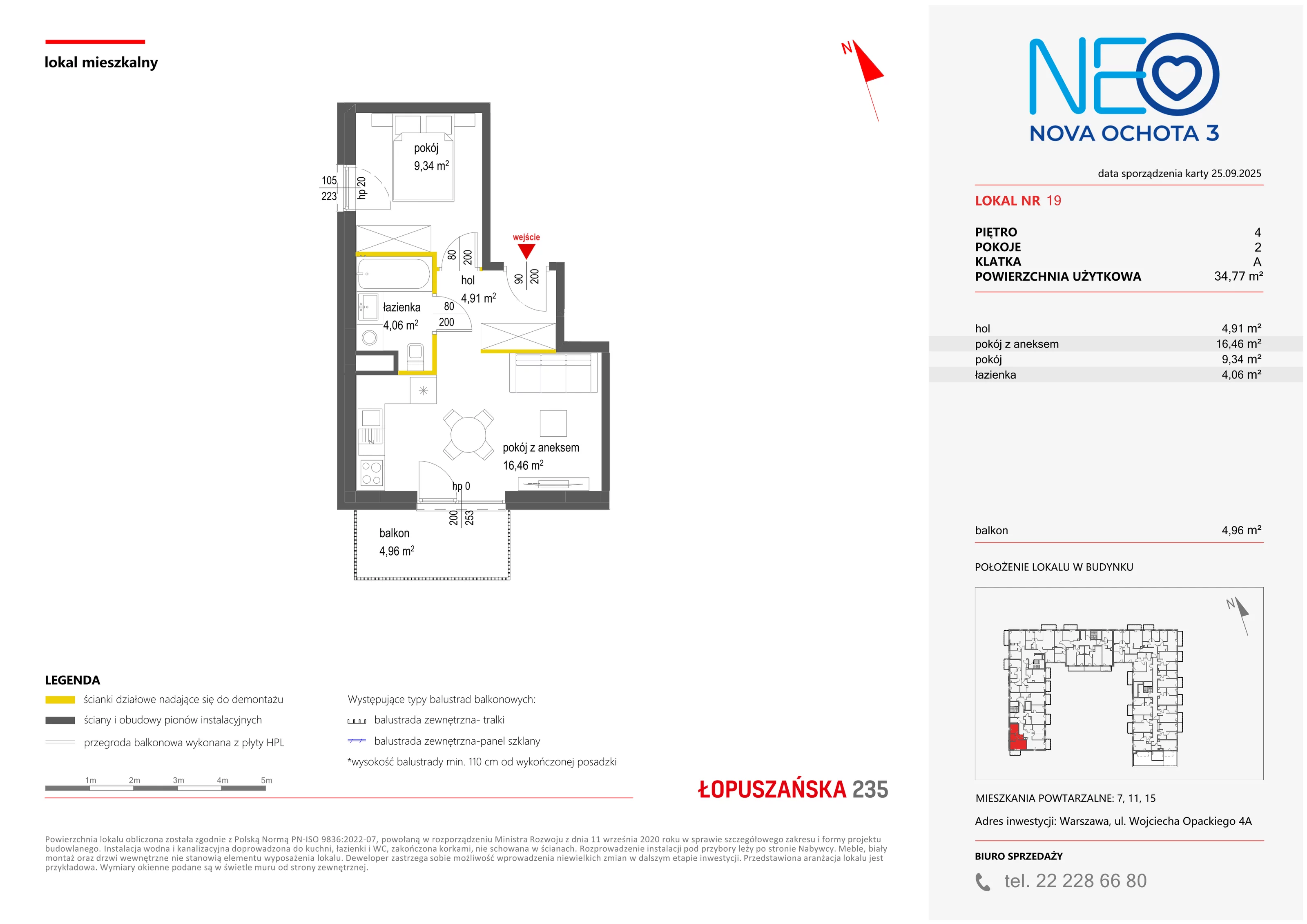 2 pokoje, mieszkanie 34,77 m², piętro 4, oferta nr III/19, Neo Nova Ochota 3, Warszawa, Włochy, Raków, ul. Wojciecha Opackiego 4A