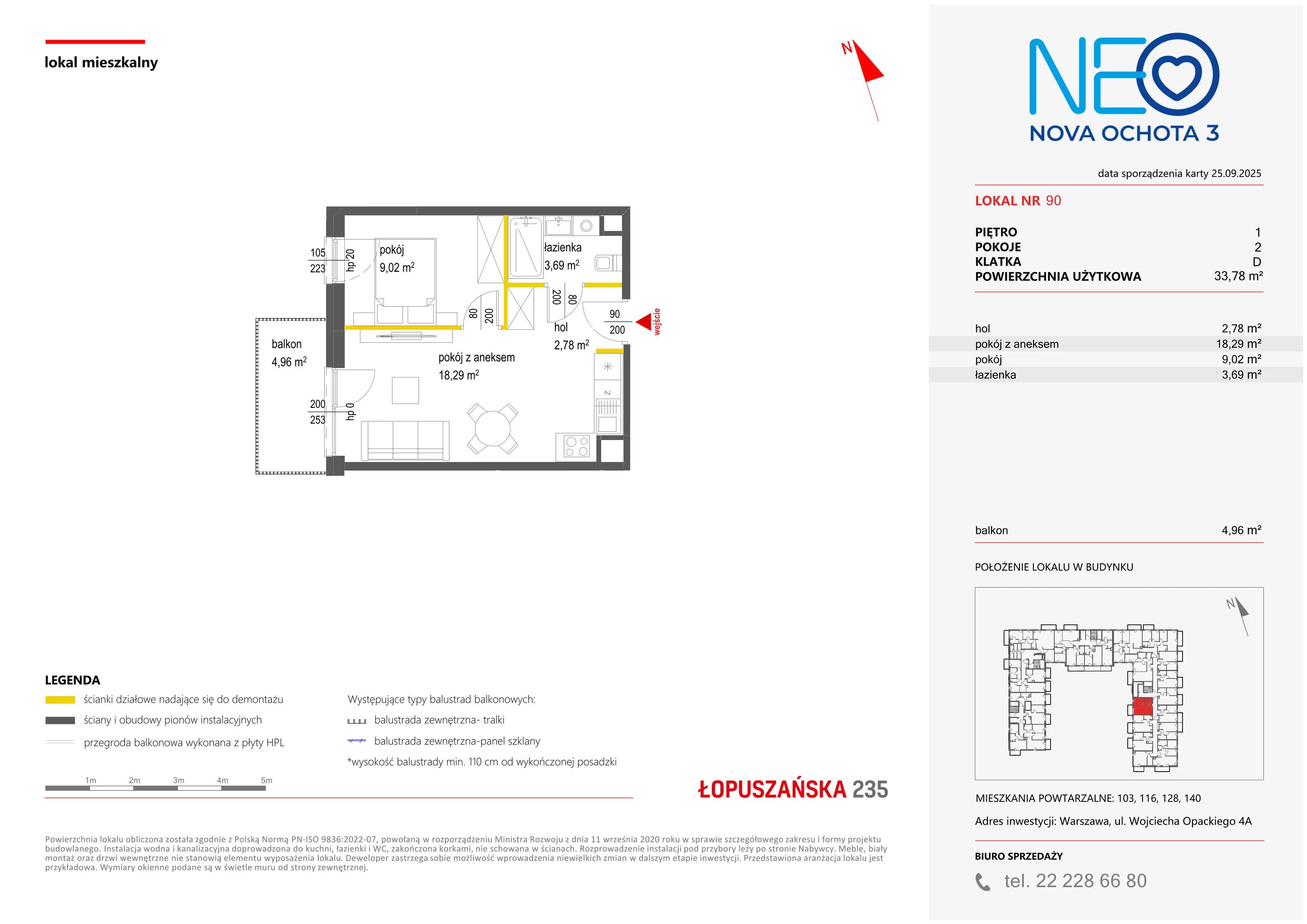 2 pokoje, mieszkanie 33,78 m², piętro 1, oferta nr III/90, Neo Nova Ochota 3, Warszawa, Włochy, Raków, ul. Wojciecha Opackiego 4A