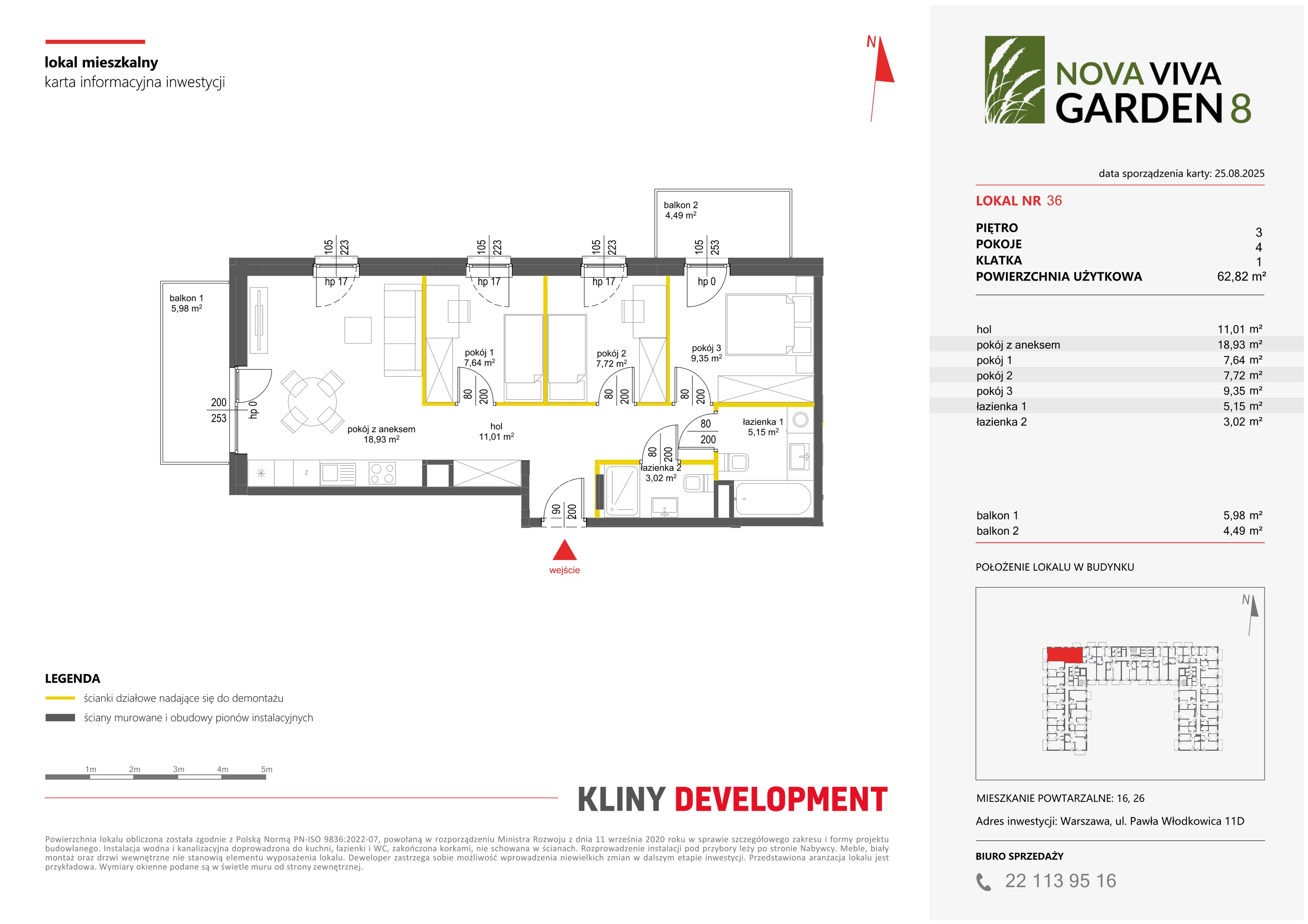 4 pokoje, mieszkanie 62,82 m², piętro 3, oferta nr VIII/36, Nova Viva Garden 8, Warszawa, Białołęka, Brzeziny, ul. Włodkowica 11D