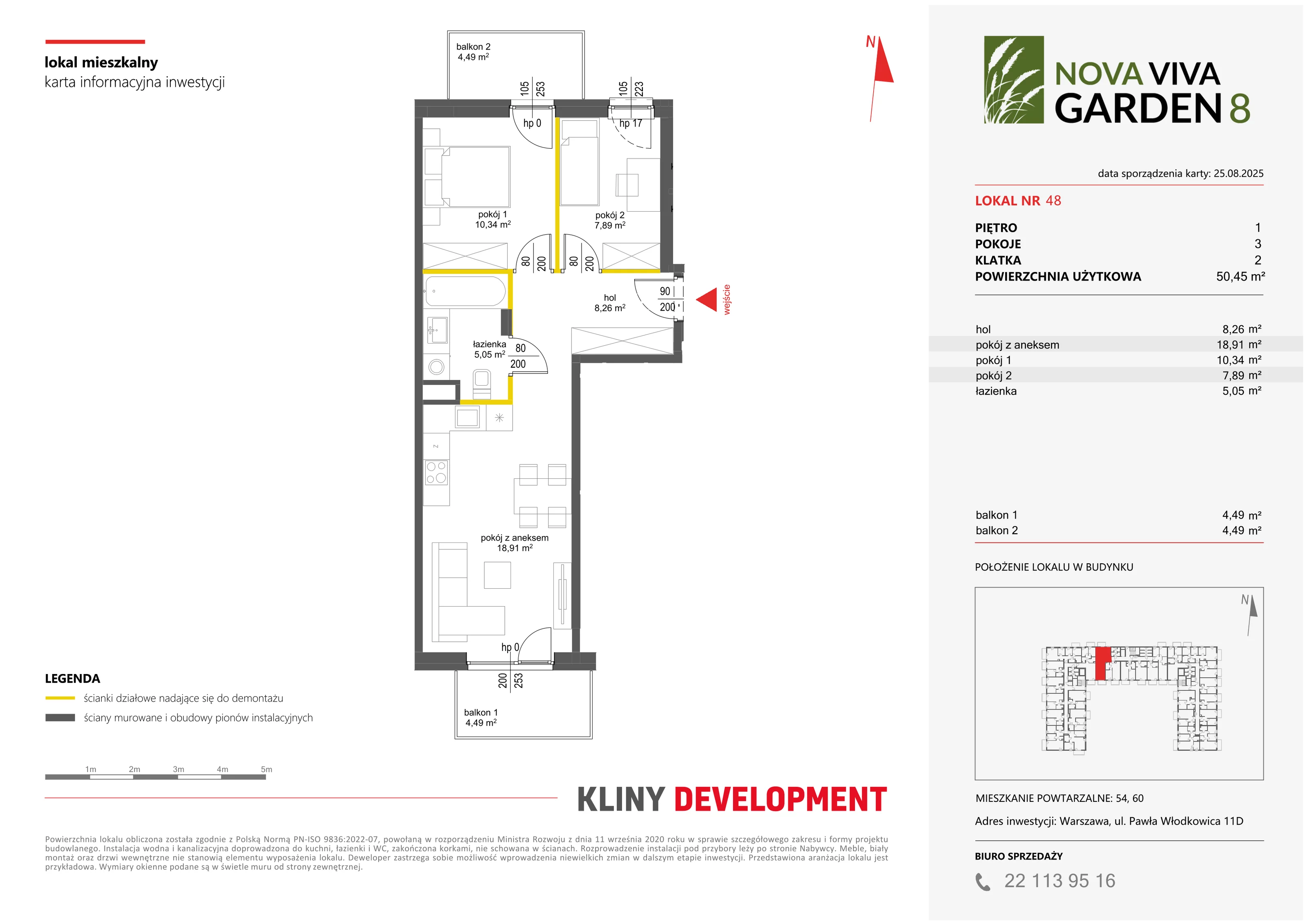 3 pokoje, mieszkanie 50,45 m², piętro 1, oferta nr VIII/48, Nova Viva Garden 8, Warszawa, Białołęka, Brzeziny, ul. Włodkowica 11D