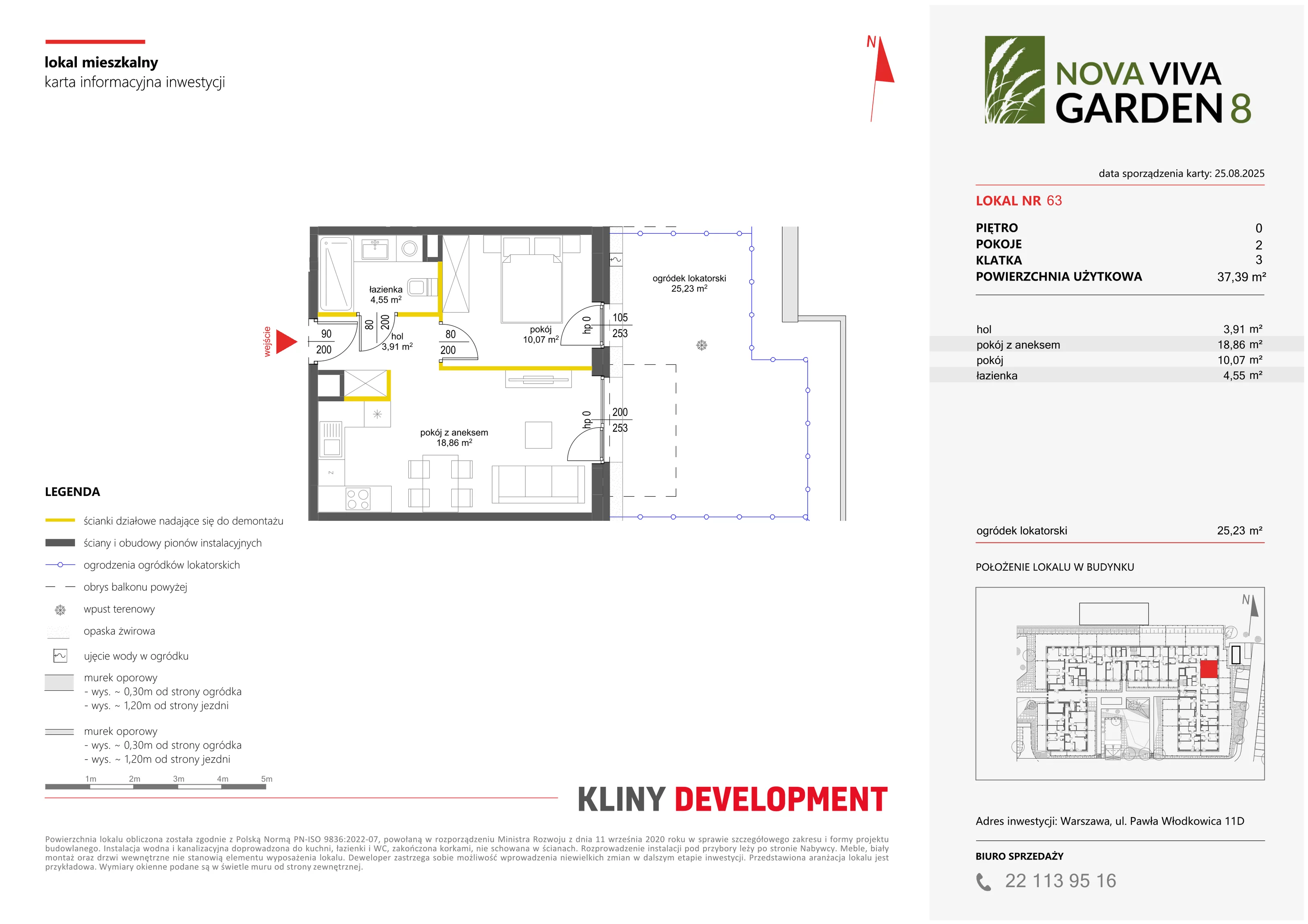 2 pokoje, mieszkanie 37,39 m², parter, oferta nr VIII/63, Nova Viva Garden 8, Warszawa, Białołęka, Brzeziny, ul. Włodkowica 11D