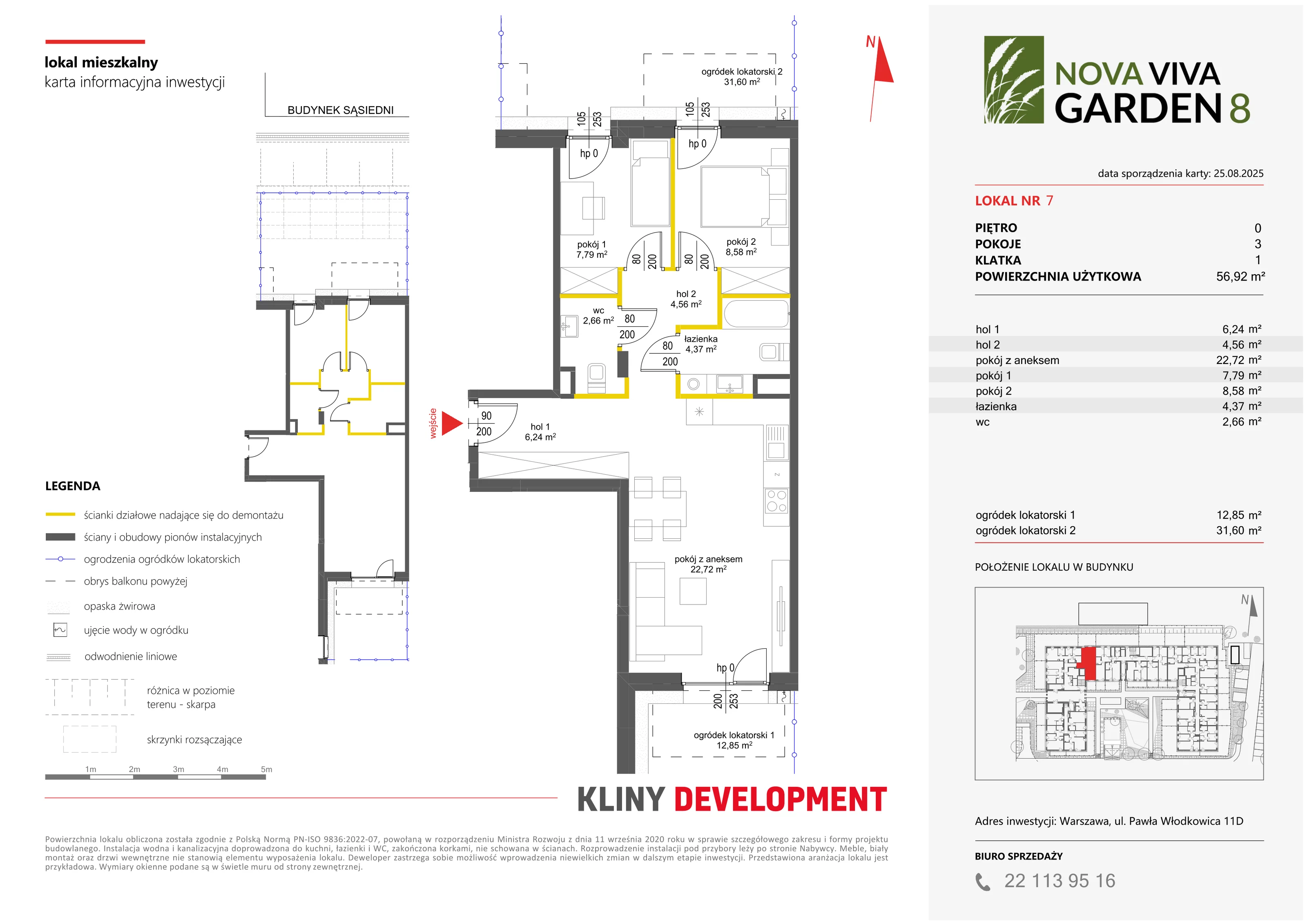 3 pokoje, mieszkanie 56,92 m², parter, oferta nr VIII/7, Nova Viva Garden 8, Warszawa, Białołęka, Brzeziny, ul. Włodkowica 11D