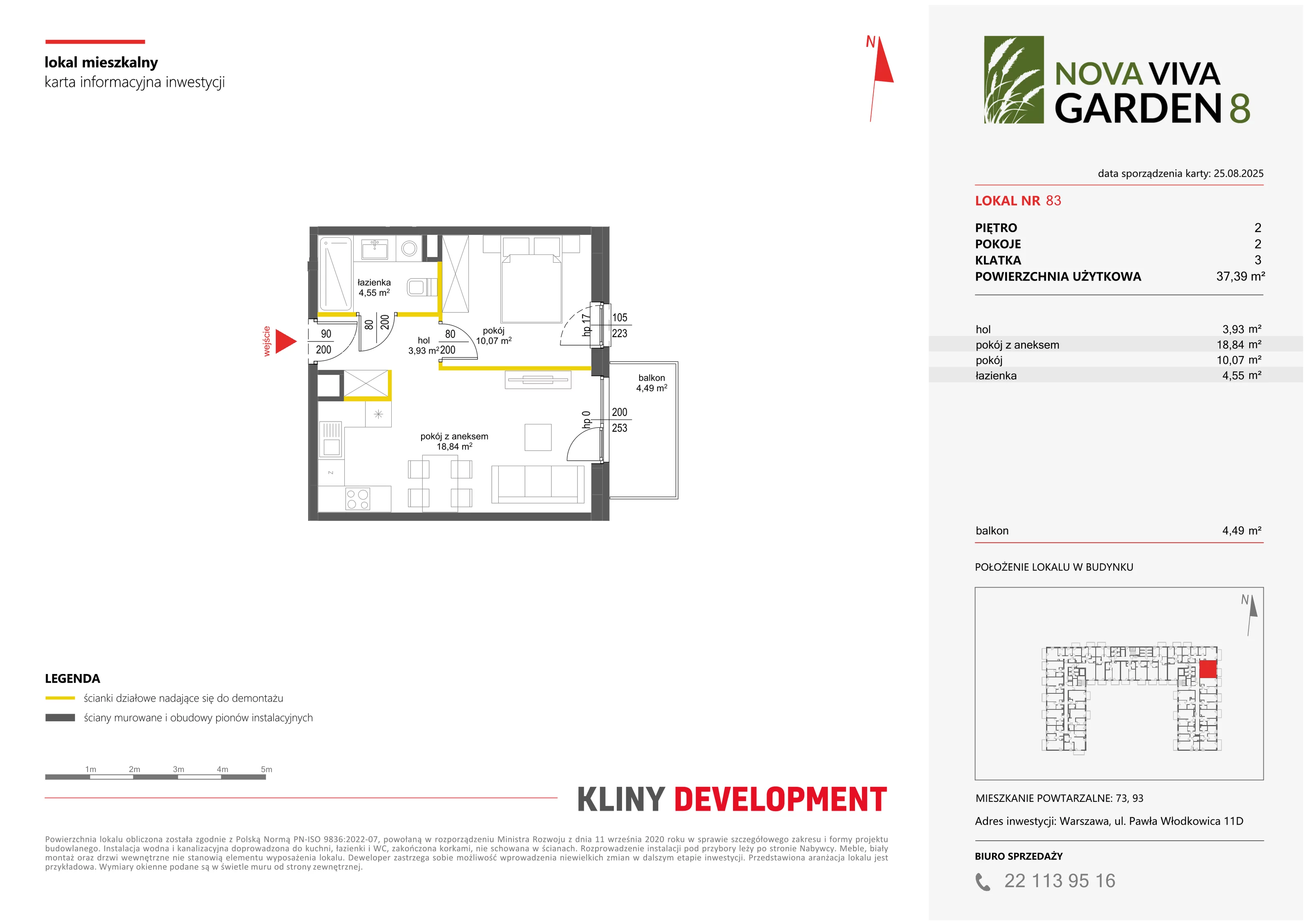 2 pokoje, mieszkanie 37,39 m², piętro 2, oferta nr VIII/83, Nova Viva Garden 8, Warszawa, Białołęka, Brzeziny, ul. Włodkowica 11D
