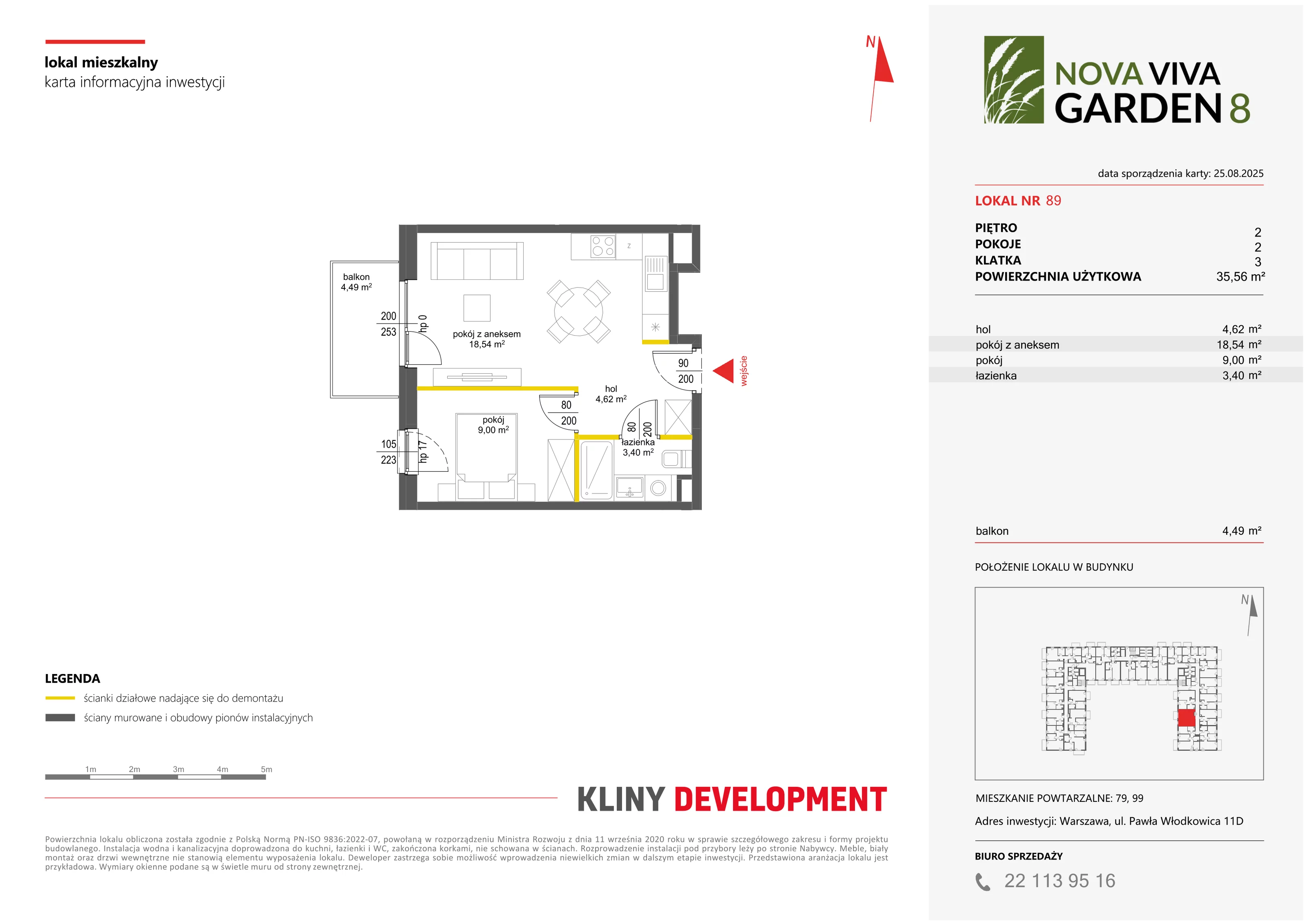 2 pokoje, mieszkanie 35,56 m², piętro 2, oferta nr VIII/89, Nova Viva Garden 8, Warszawa, Białołęka, Brzeziny, ul. Włodkowica 11D