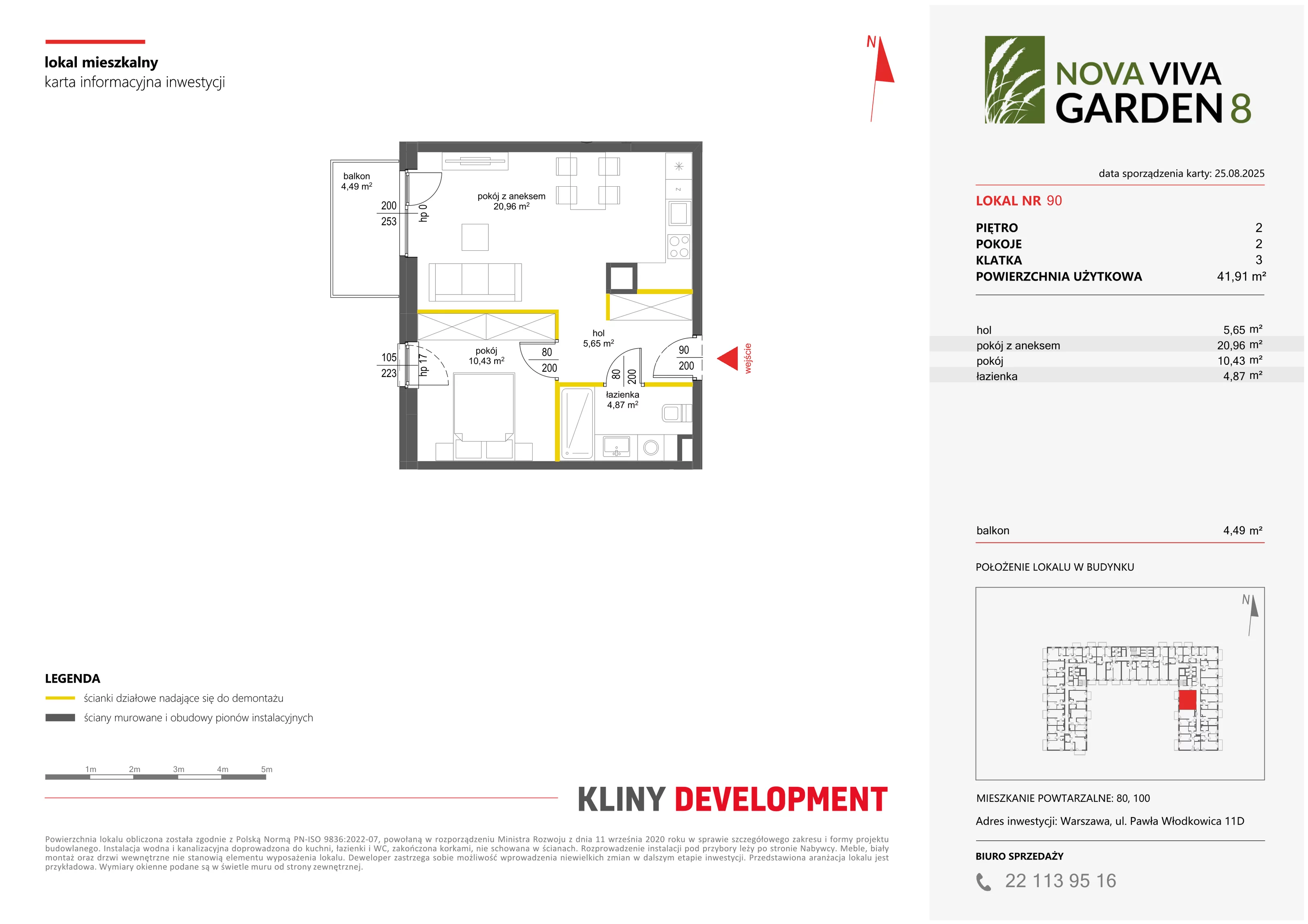 2 pokoje, mieszkanie 41,91 m², piętro 2, oferta nr VIII/90, Nova Viva Garden 8, Warszawa, Białołęka, Brzeziny, ul. Włodkowica 11D