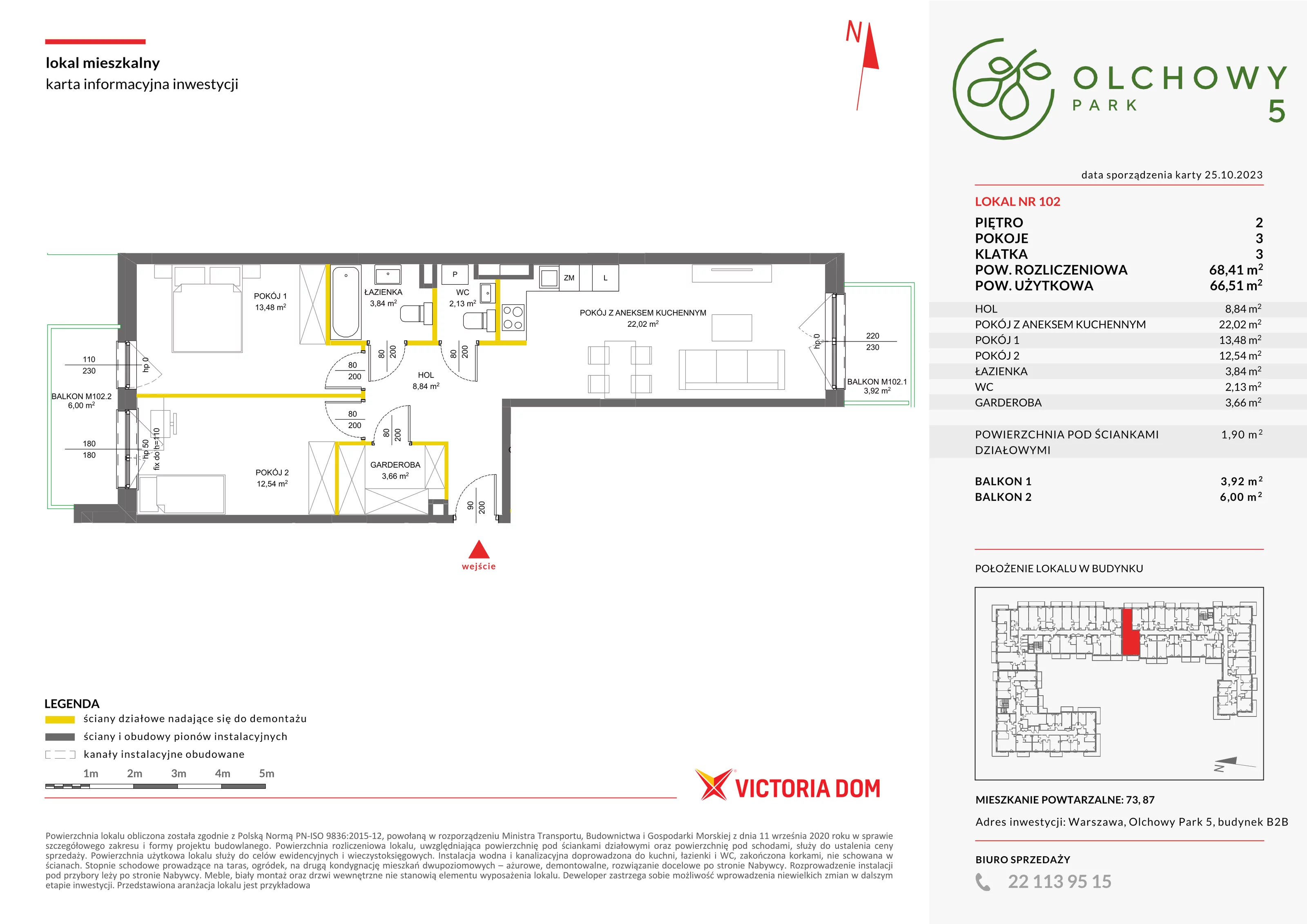 Mieszkanie 68,41 m², piętro 1, oferta nr V/102, Olchowy Park etap 5 i 6, Warszawa, Białołęka, Kobiałka, ul. Marii Callas