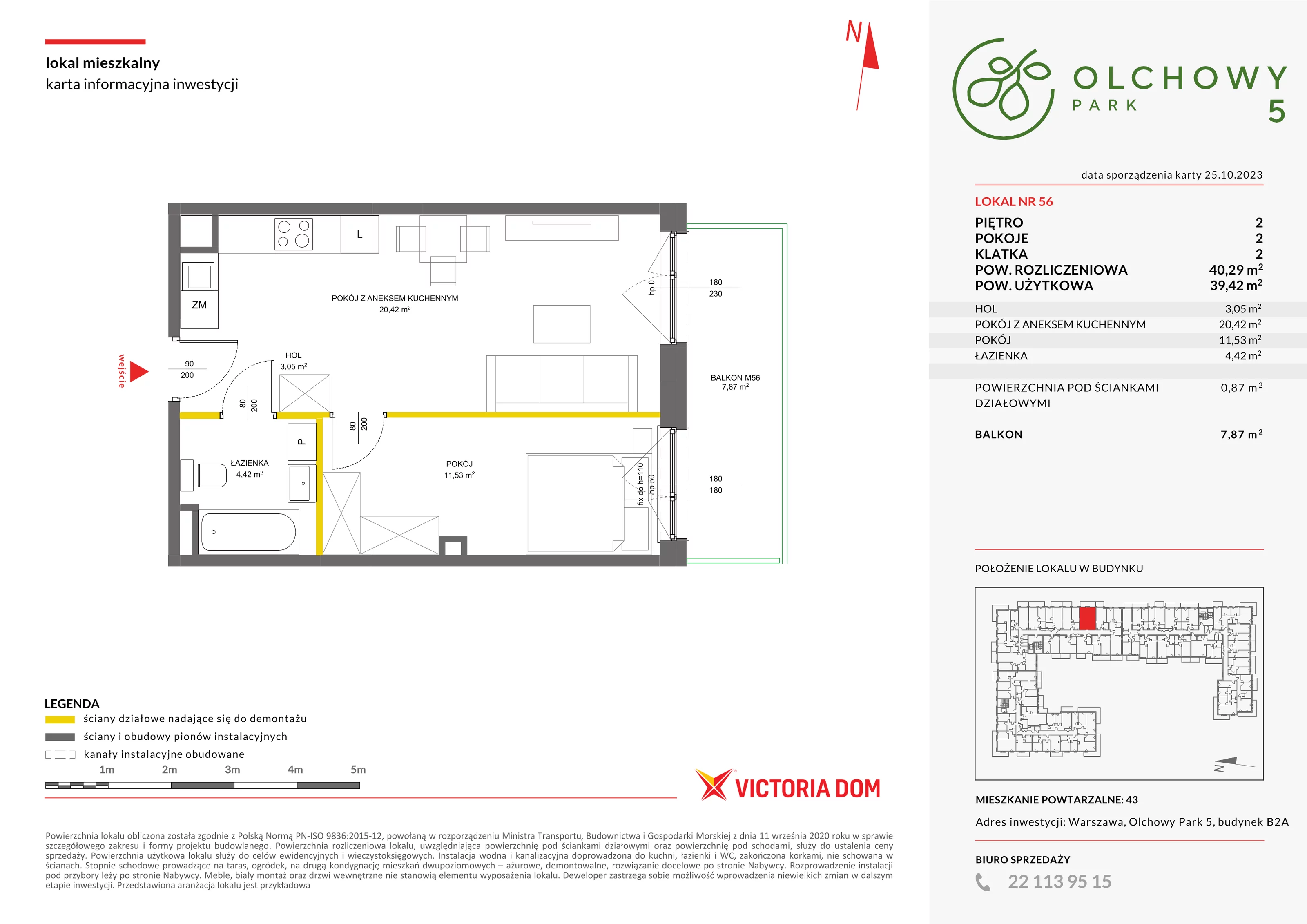 Mieszkanie 40,29 m², piętro 2, oferta nr V/56, Olchowy Park, Warszawa, Białołęka, Kobiałka, ul. Marii Callas