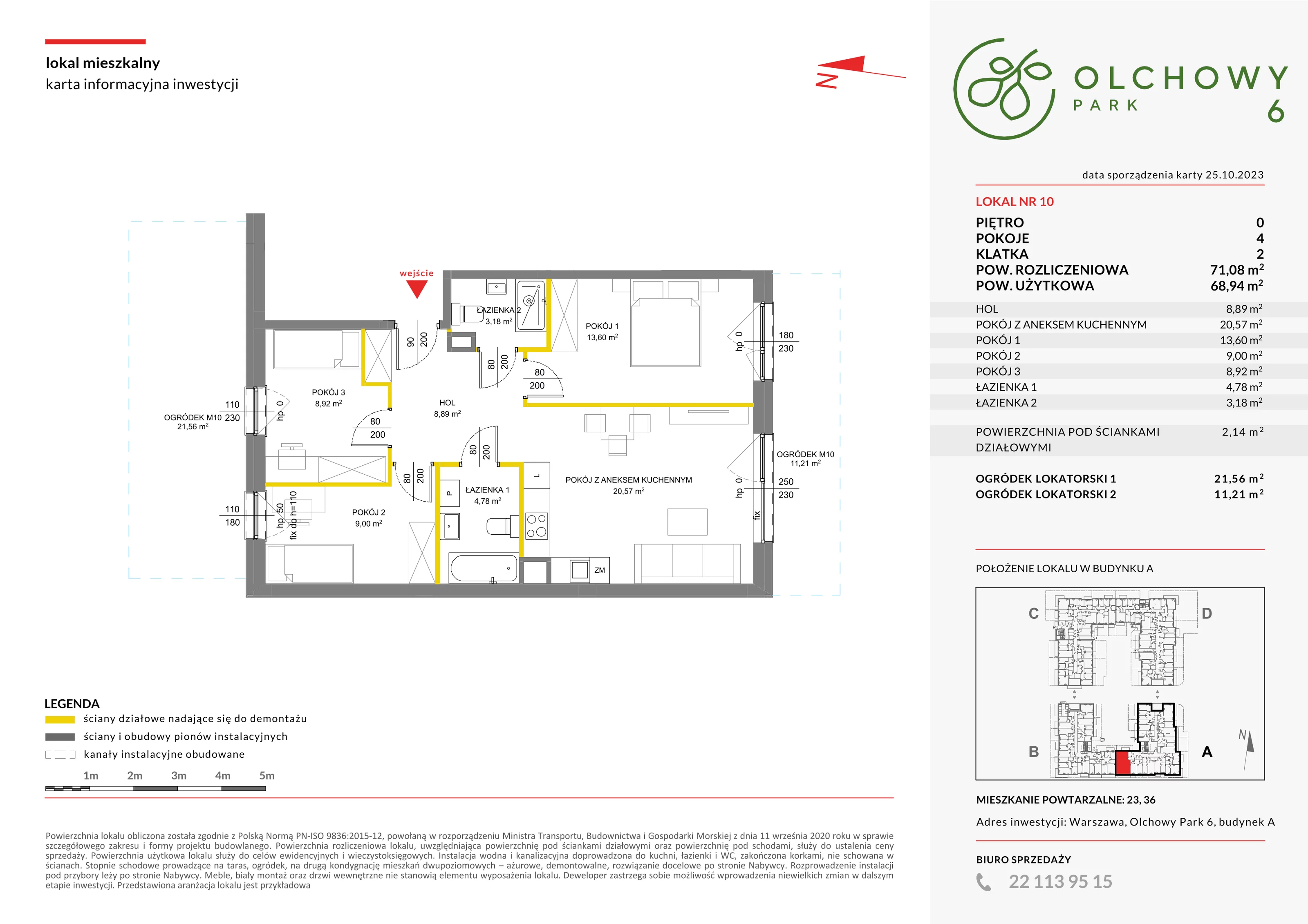 4 pokoje, mieszkanie 71,10 m², parter, oferta nr VI/10, Olchowy Park etap 5 i 6, Warszawa, Białołęka, Kobiałka, ul. Marii Callas