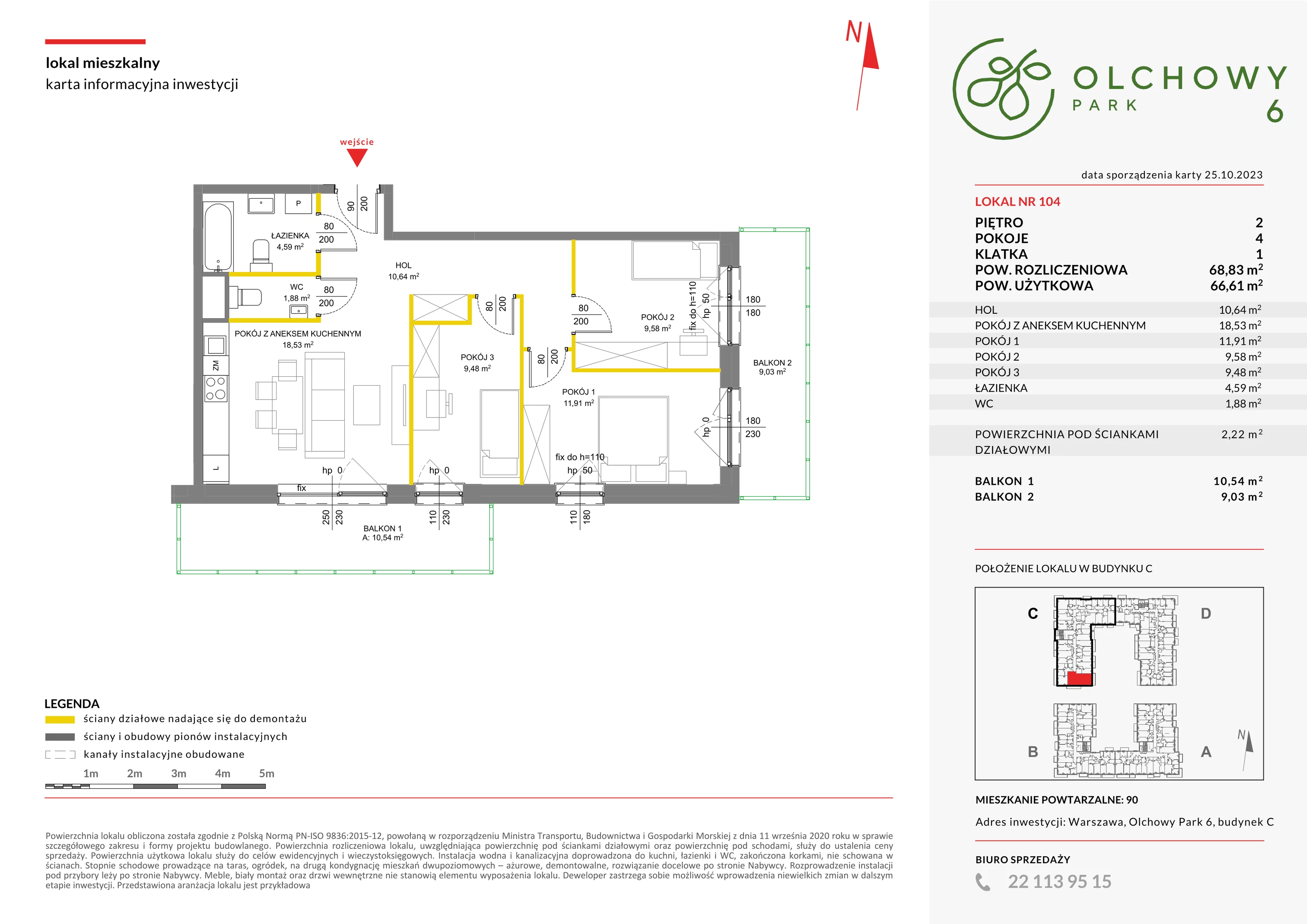 Mieszkanie 68,83 m², piętro 2, oferta nr VI/104, Olchowy Park etap 5 i 6, Warszawa, Białołęka, Kobiałka, ul. Marii Callas