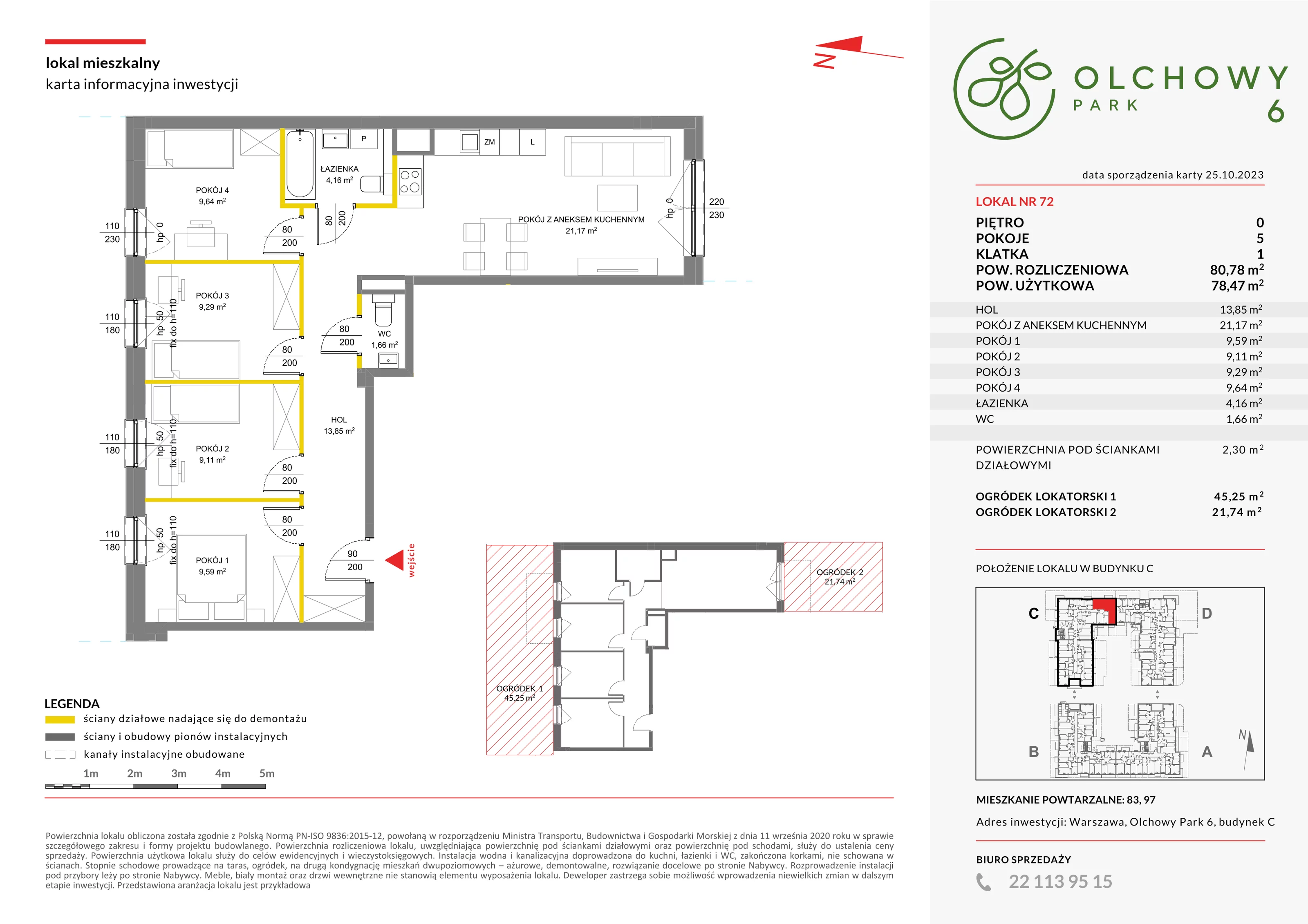 5 pokoi, mieszkanie 80,52 m², parter, oferta nr VI/72, Olchowy Park etap 5 i 6, Warszawa, Białołęka, Kobiałka, ul. Marii Callas