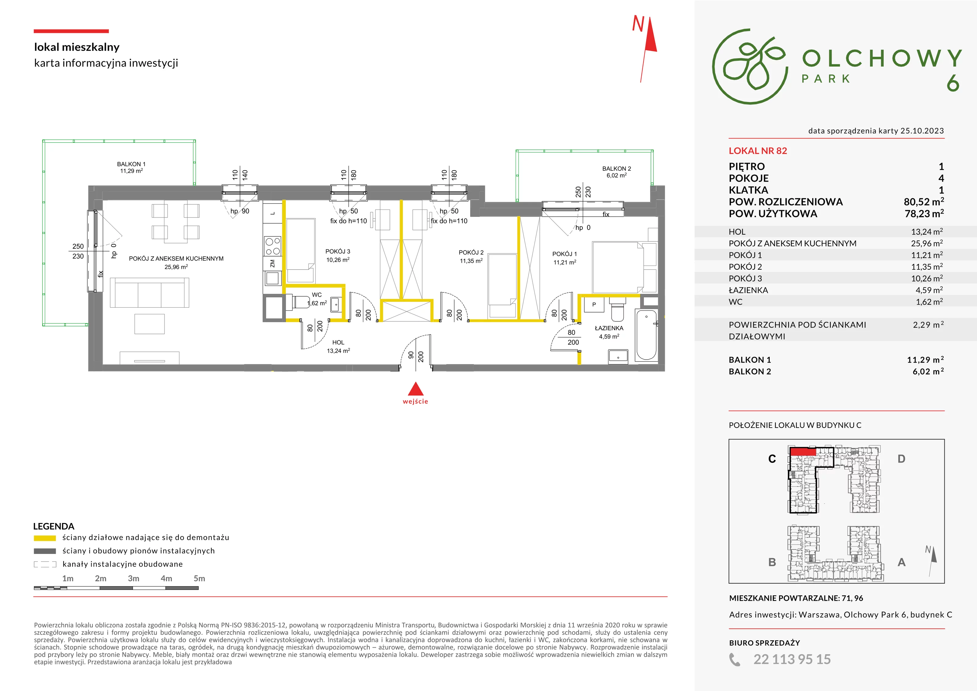 Mieszkanie 80,52 m², piętro 1, oferta nr VI/82, Olchowy Park etap 5 i 6, Warszawa, Białołęka, Kobiałka, ul. Marii Callas