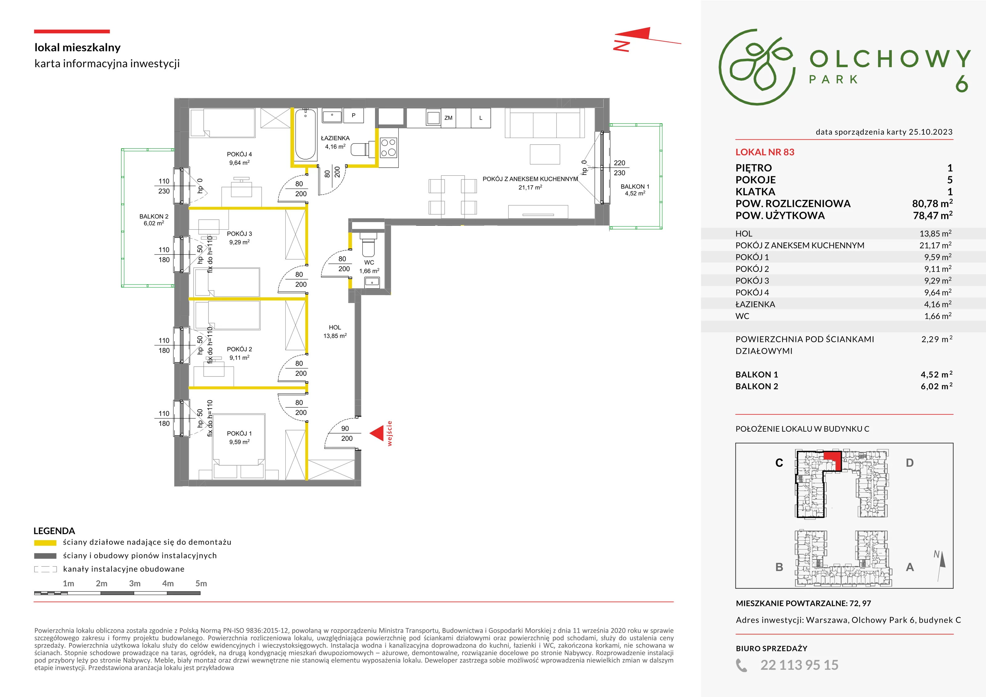 Mieszkanie 80,78 m², piętro 1, oferta nr VI/83, Olchowy Park etap 5 i 6, Warszawa, Białołęka, Kobiałka, ul. Marii Callas-idx