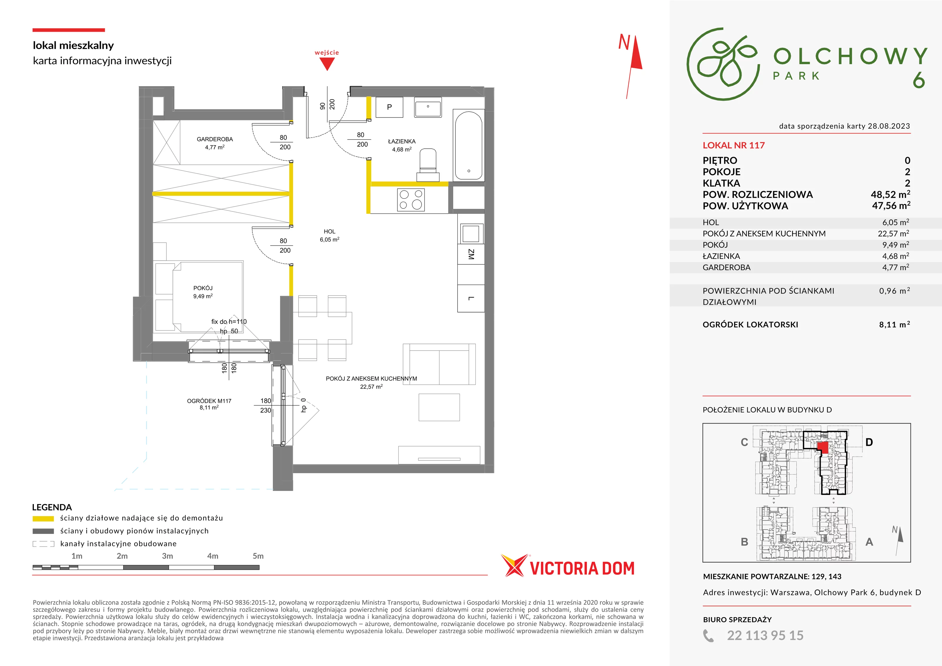 Mieszkanie 48,52 m², parter, oferta nr VI/117, Olchowy Park, Warszawa, Białołęka, Kobiałka, ul. Marii Callas