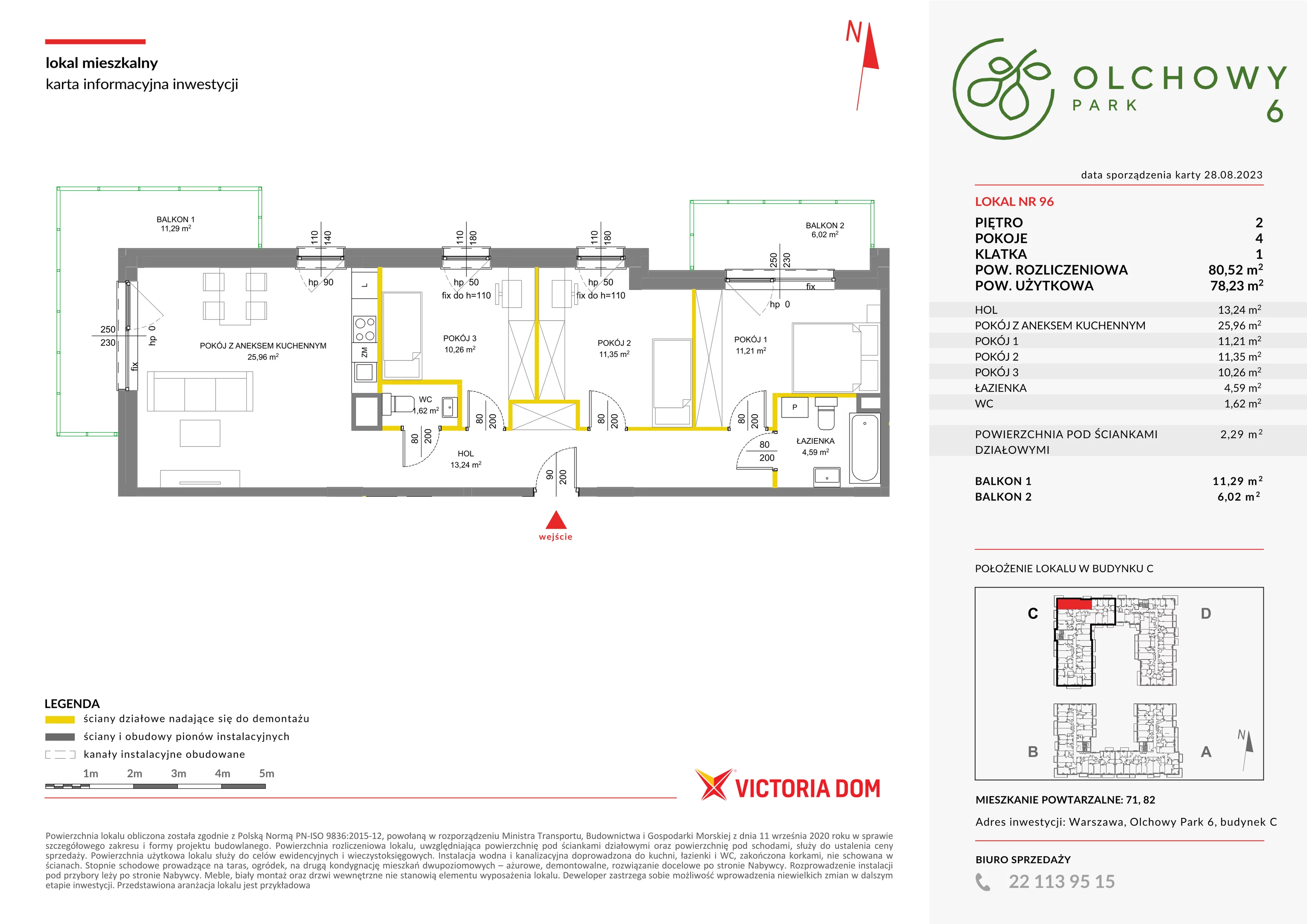 Mieszkanie 80,52 m², piętro 2, oferta nr VI/96, Olchowy Park etap 5 i 6, Warszawa, Białołęka, Kobiałka, ul. Marii Callas