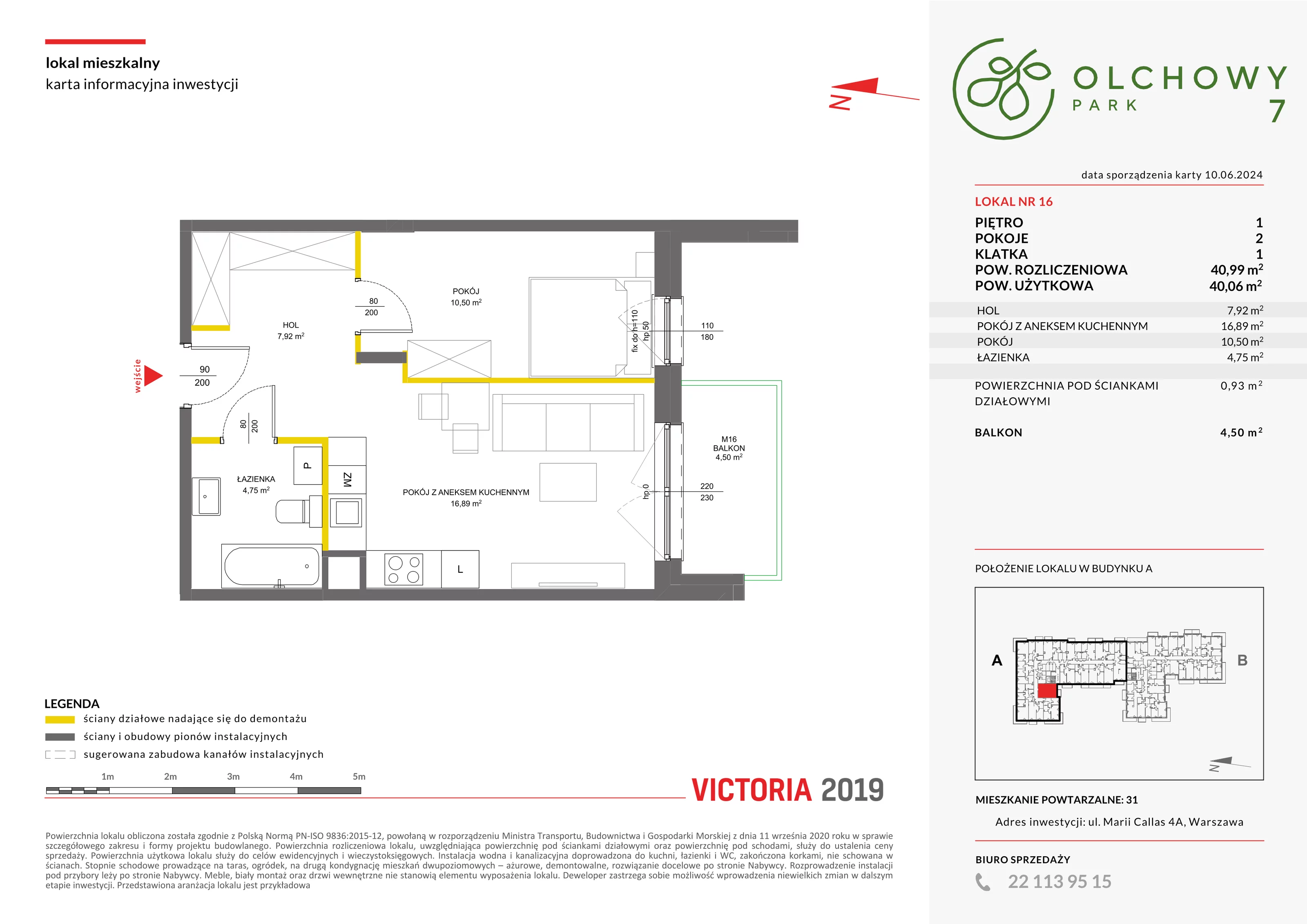 Mieszkanie 40,99 m², piętro 1, oferta nr VII/16, Olchowy Park 7, Warszawa, Białołęka, Kobiałka, ul. Marii Callas 4A