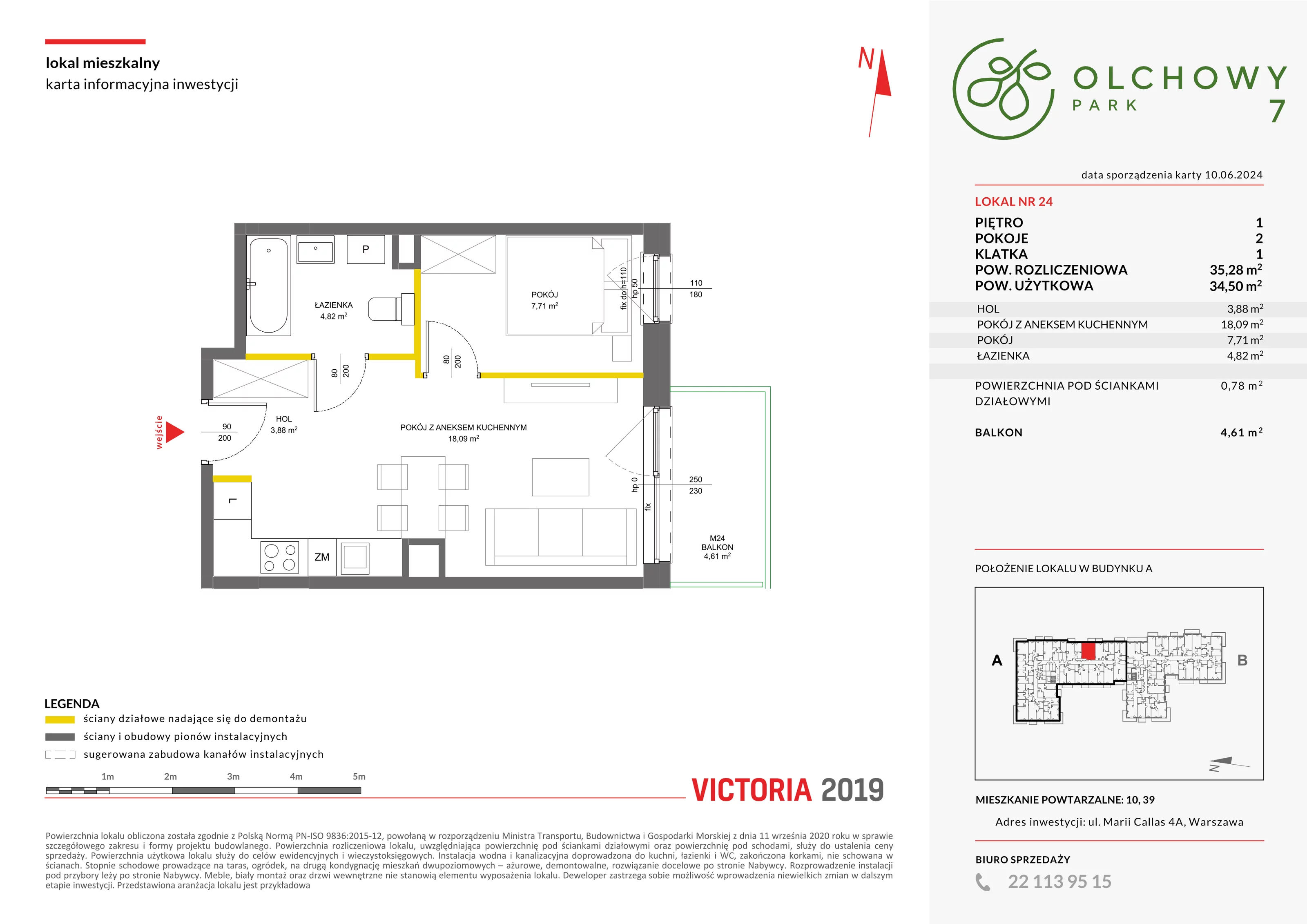 Mieszkanie 35,28 m², piętro 1, oferta nr VII/24, Olchowy Park 7, Warszawa, Białołęka, Kobiałka, ul. Marii Callas 4A