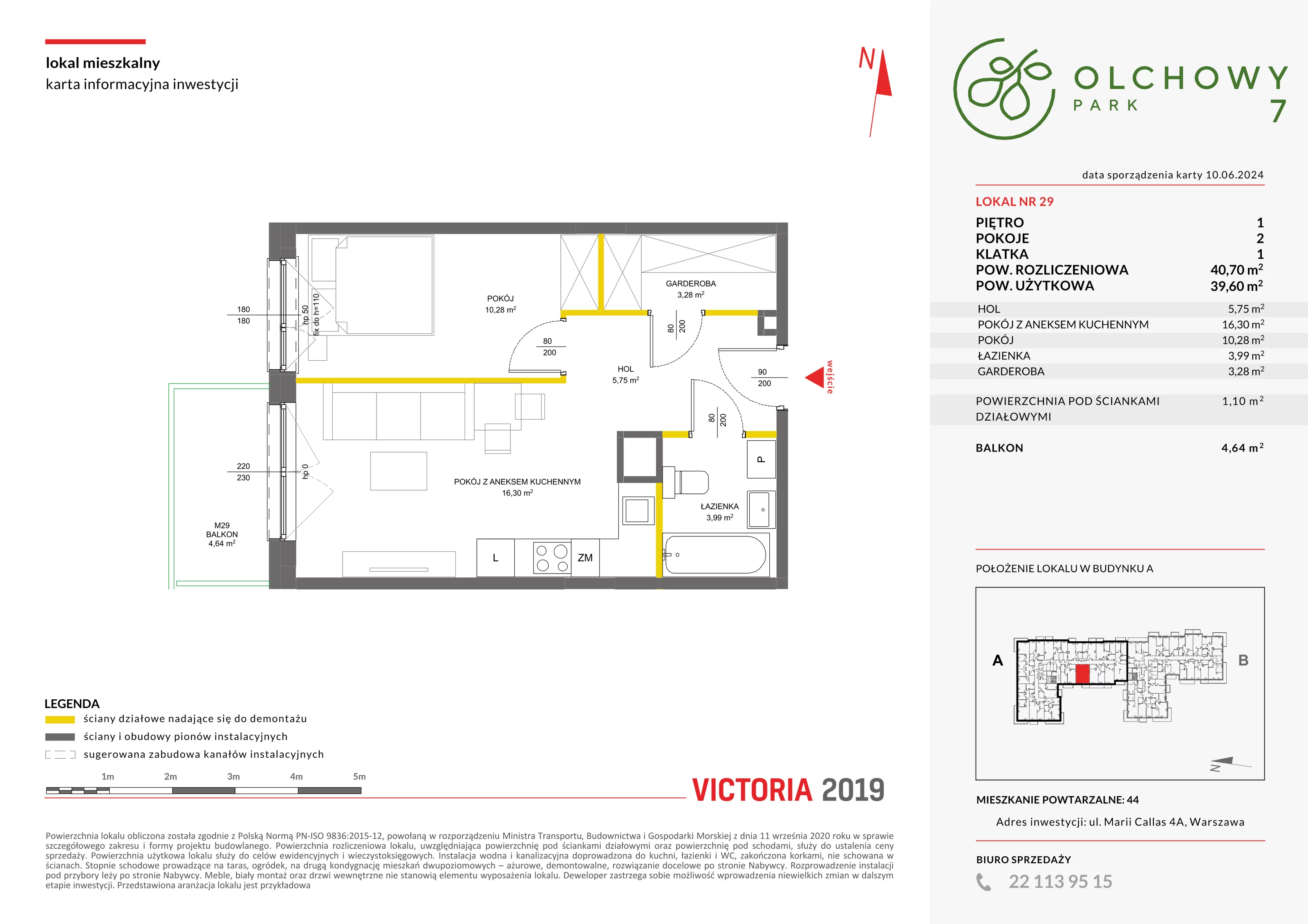 Mieszkanie 40,70 m², piętro 1, oferta nr VII/29, Olchowy Park 7, Warszawa, Białołęka, Kobiałka, ul. Marii Callas 4A