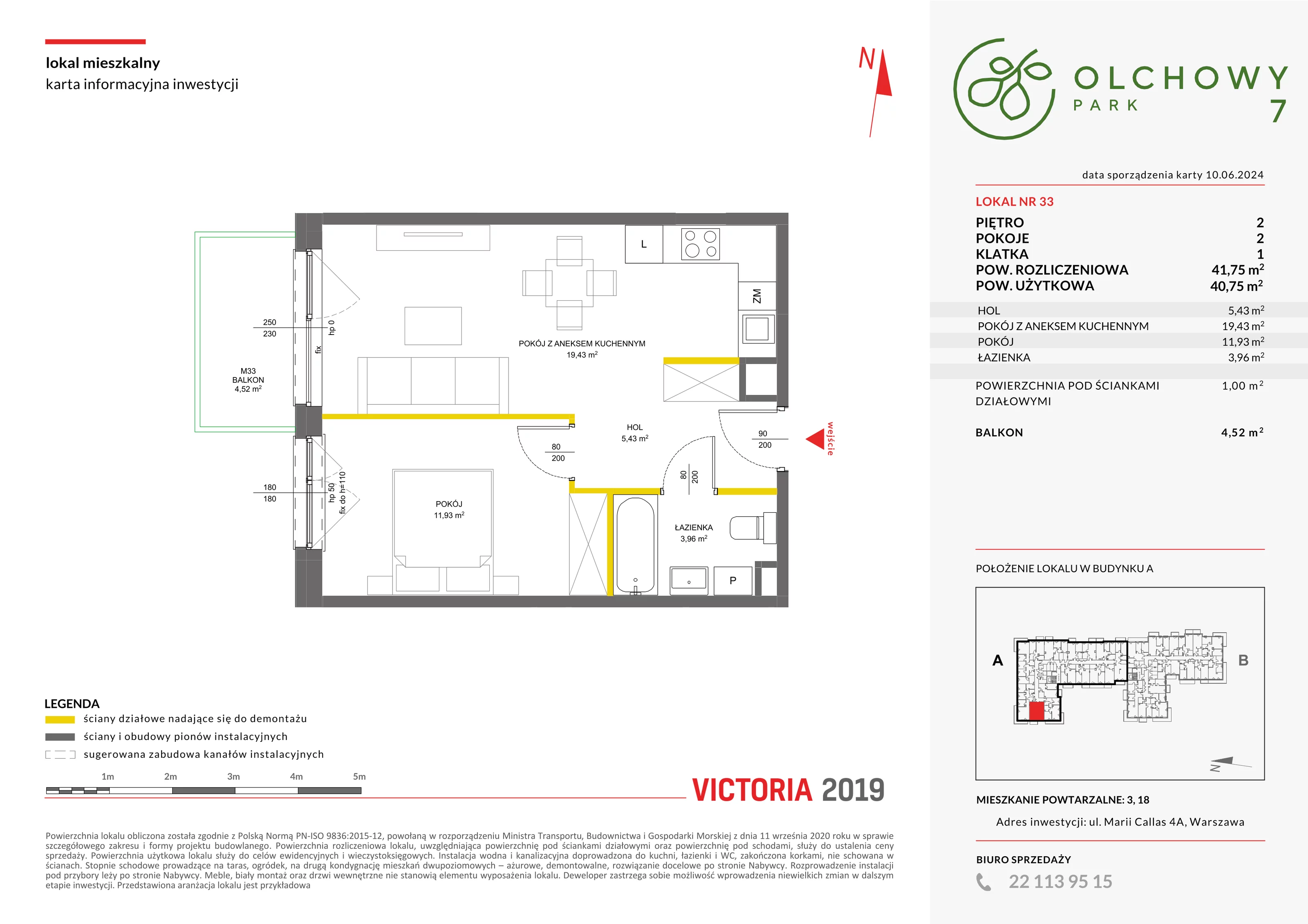 Mieszkanie 41,75 m², piętro 2, oferta nr VII/33, Olchowy Park 7, Warszawa, Białołęka, Kobiałka, ul. Marii Callas 4A