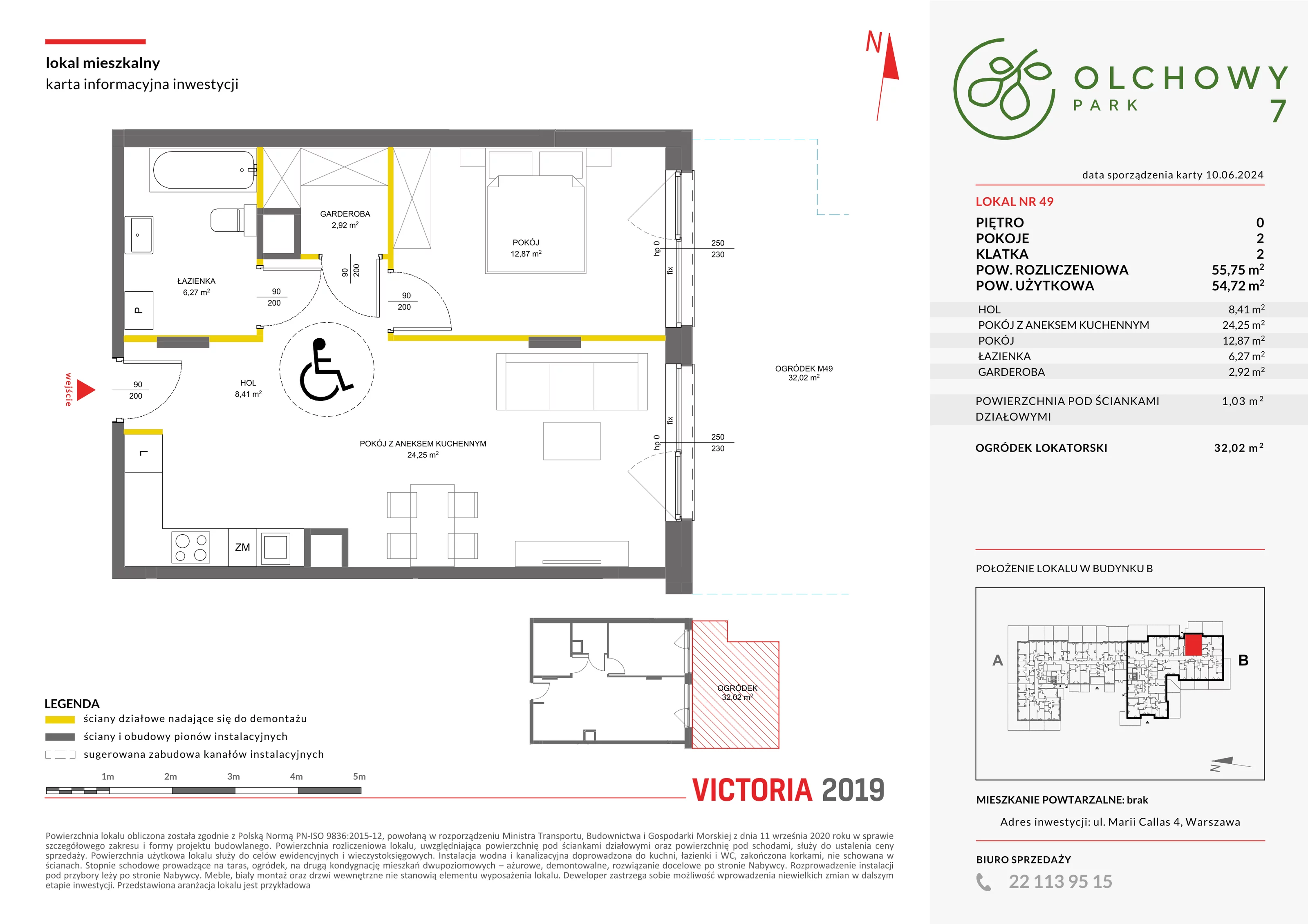 Mieszkanie 55,75 m², parter, oferta nr VII/49, Olchowy Park 7, Warszawa, Białołęka, Kobiałka, ul. Marii Callas 4A