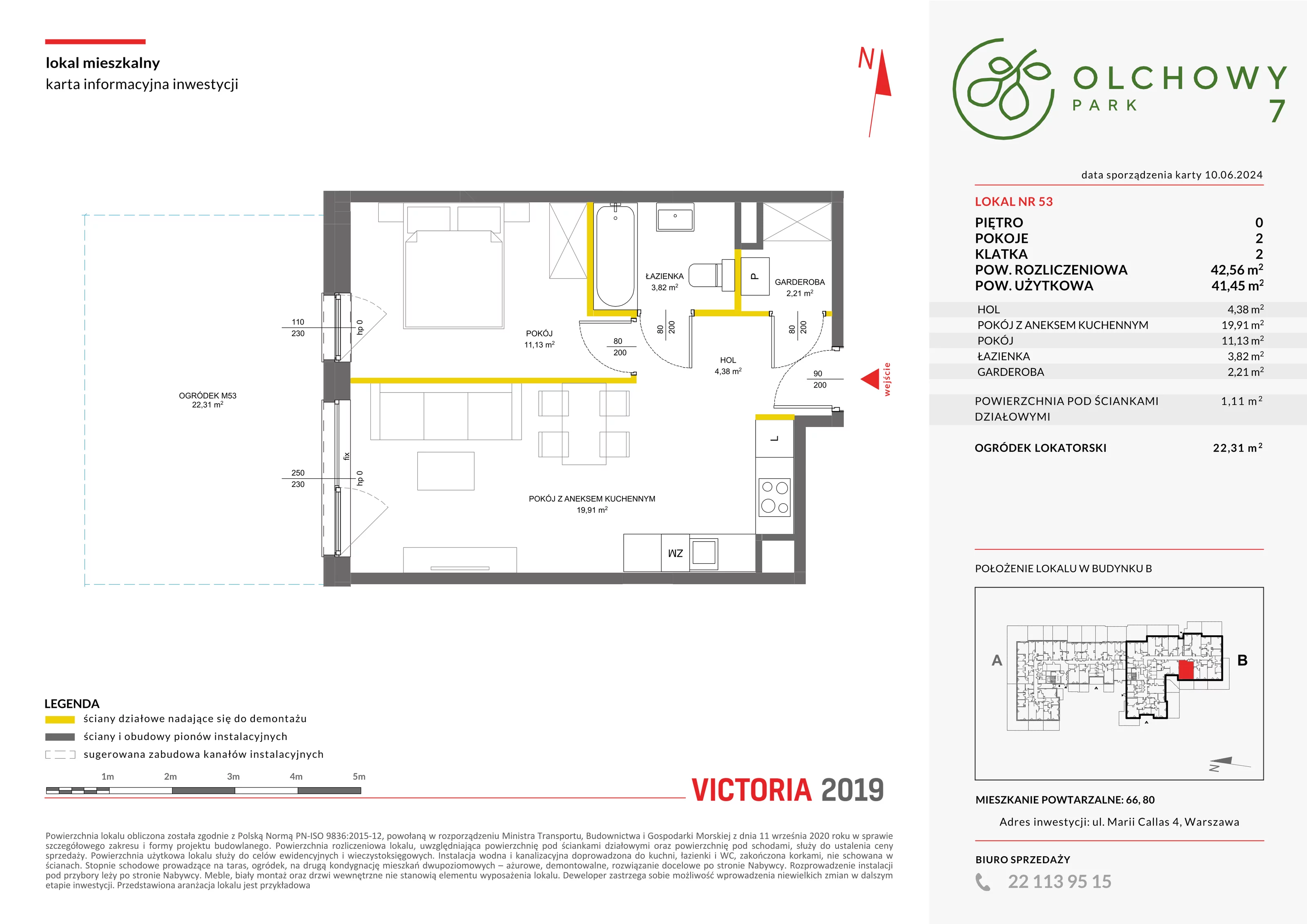 Mieszkanie 42,56 m², parter, oferta nr VII/53, Olchowy Park 7, Warszawa, Białołęka, Kobiałka, ul. Marii Callas 4A