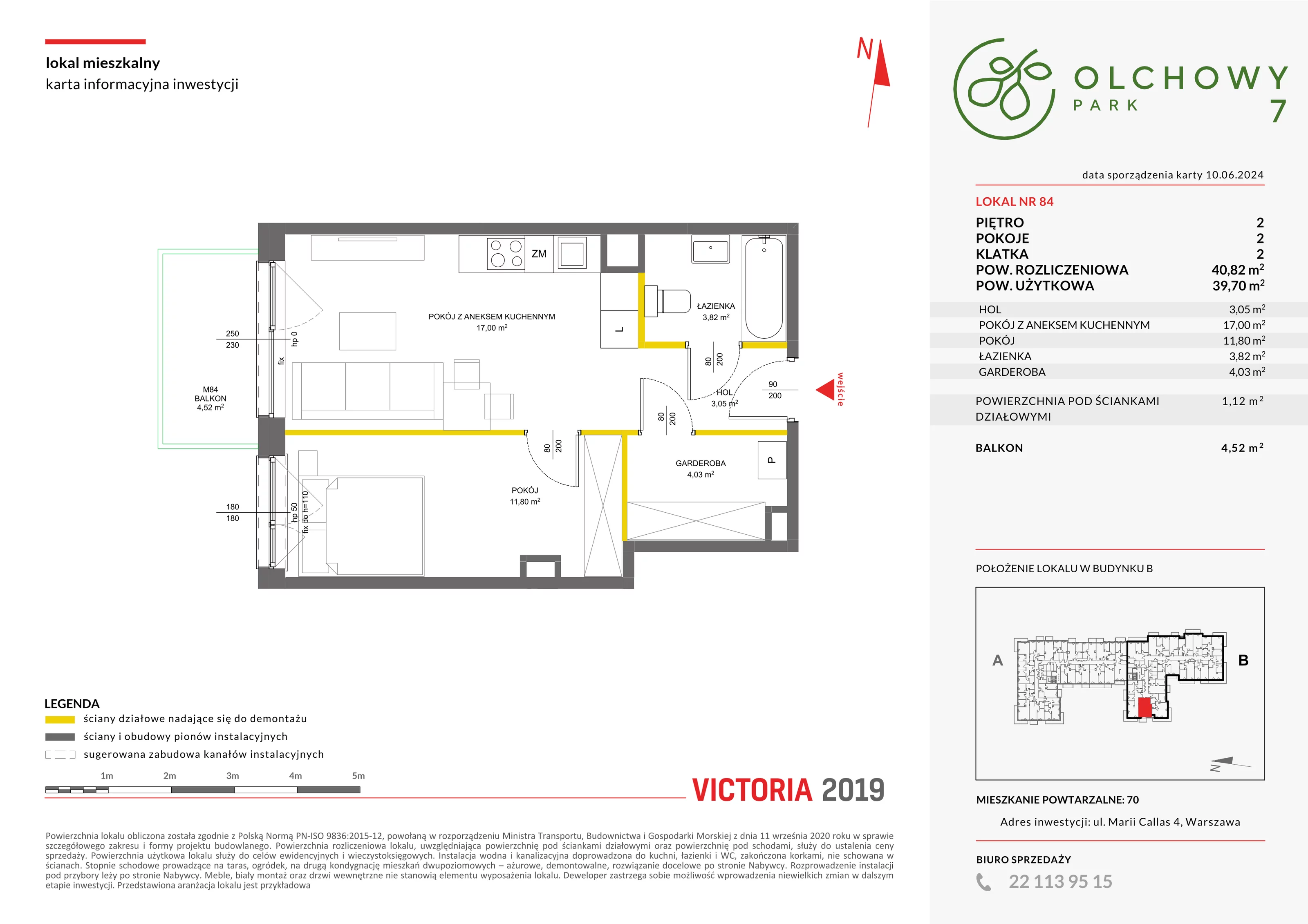 Mieszkanie 40,82 m², piętro 2, oferta nr VII/84, Olchowy Park 7, Warszawa, Białołęka, Kobiałka, ul. Marii Callas 4A
