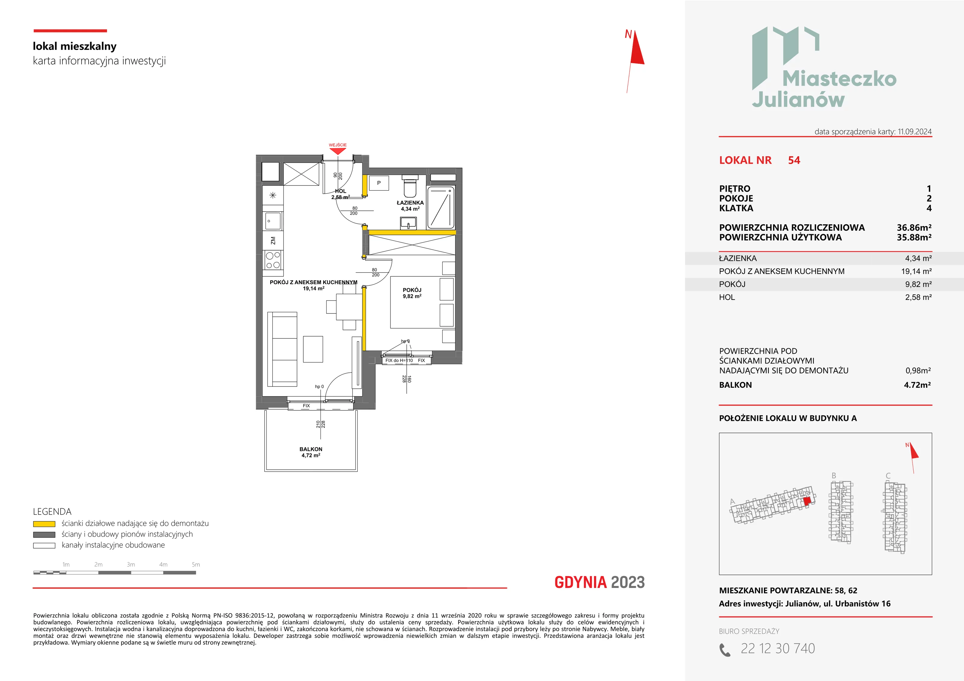 Mieszkanie 36,86 m², piętro 1, oferta nr A-54, Miasteczko Julianów, Julianów, ul. Urbanistów