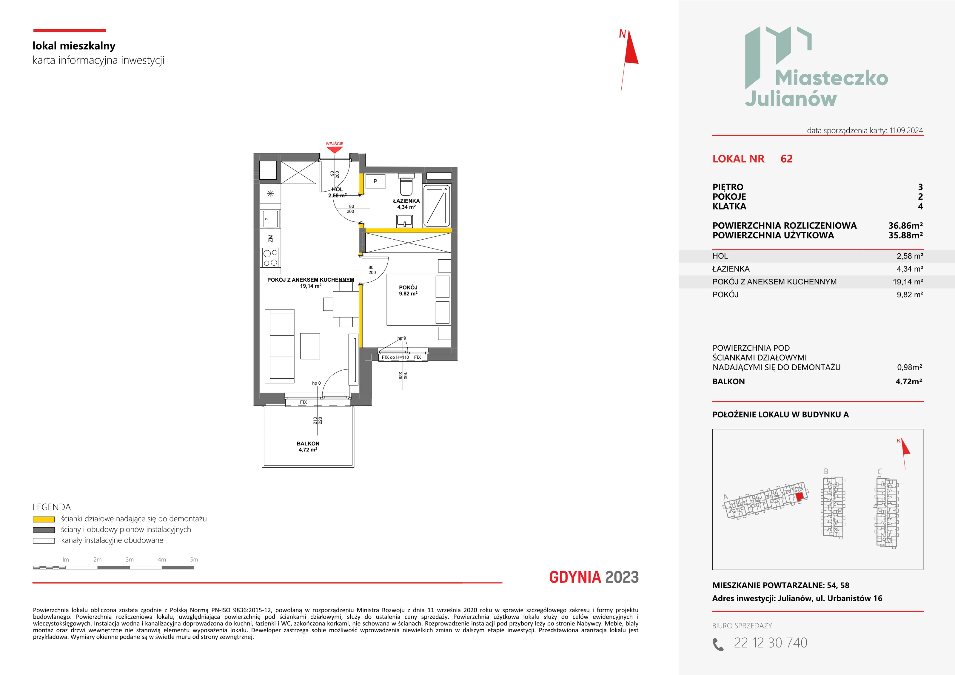 Mieszkanie 36,86 m², piętro 3, oferta nr A-62, Miasteczko Julianów, Julianów, ul. Urbanistów